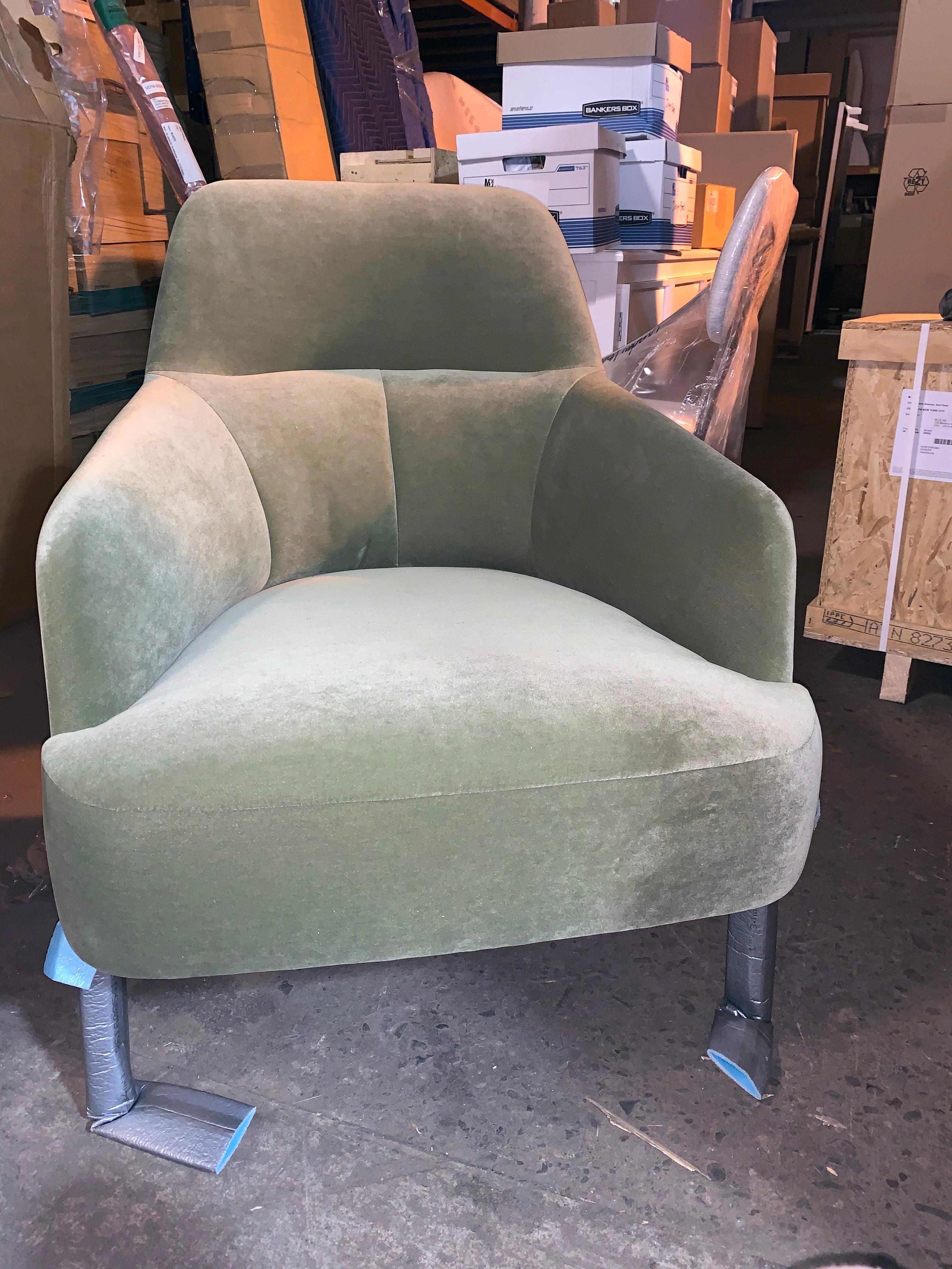 Wittmann Mono Green Velvet Lounge Armchair designed by Marco Dessi in STOCK 11