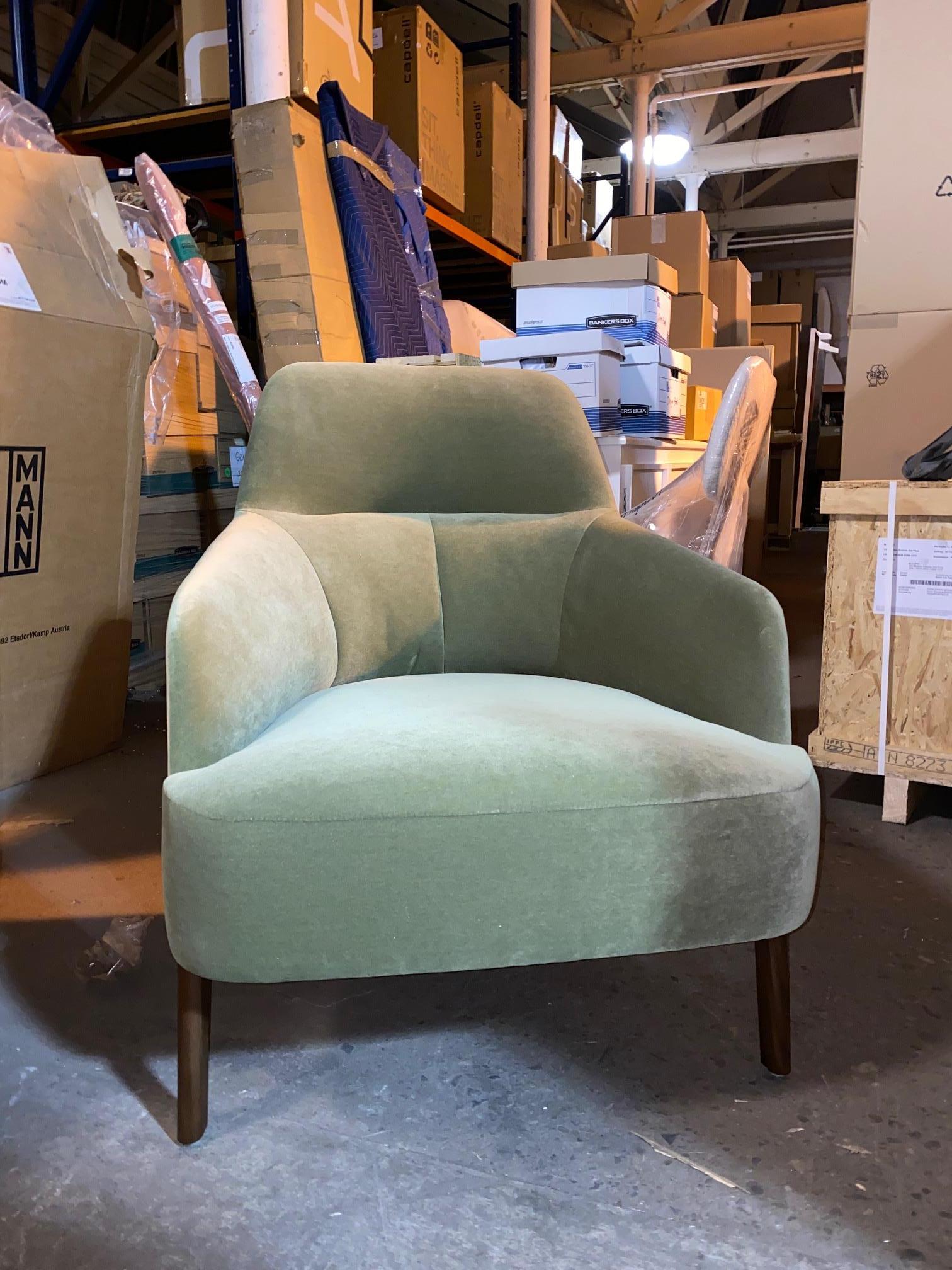 Wittmann Mono Green Velvet Lounge Armchair designed by Marco Dessi in STOCK 13
