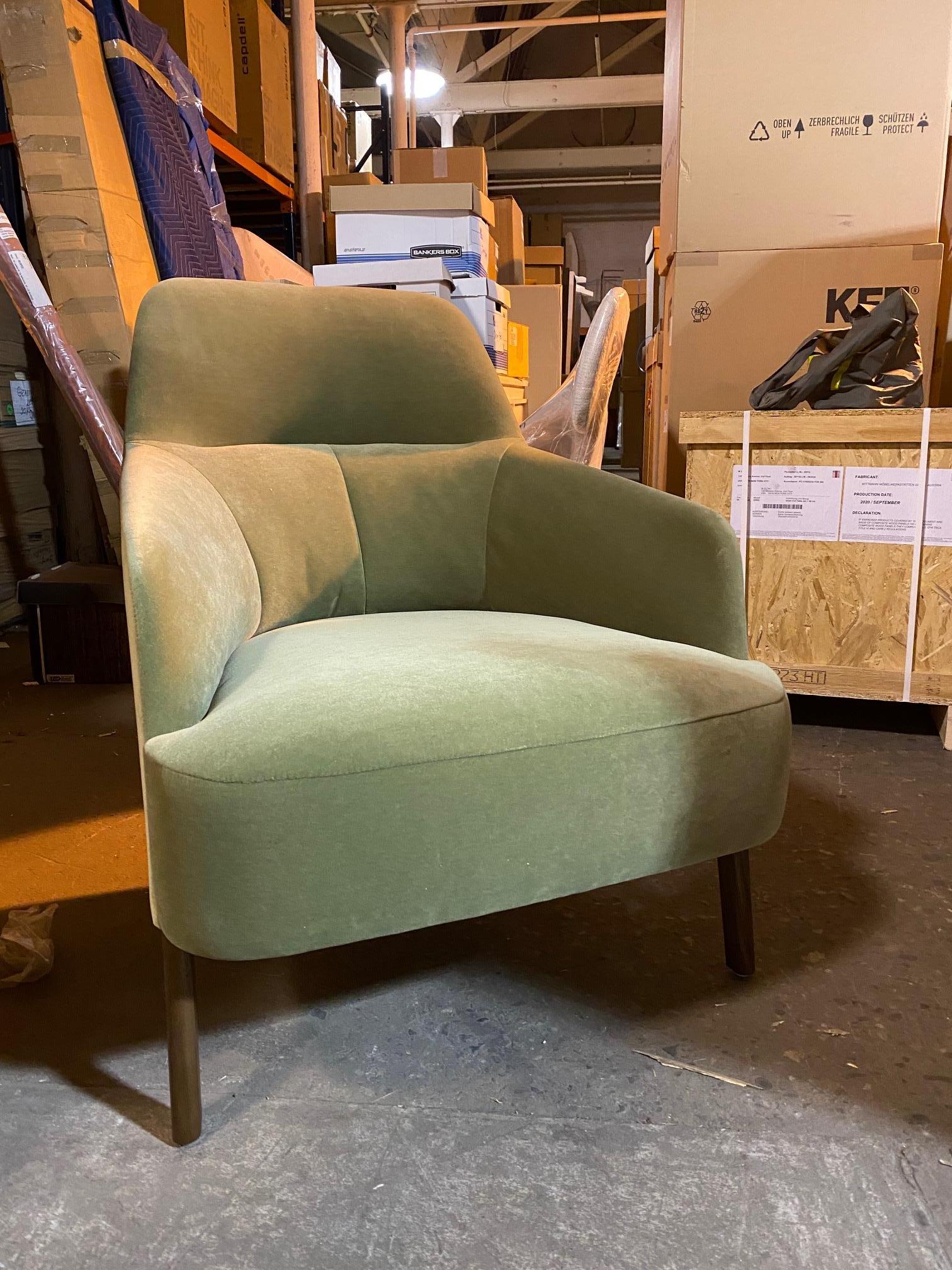 Modern Wittmann Mono Green Velvet Lounge Armchair designed by Marco Dessi in STOCK