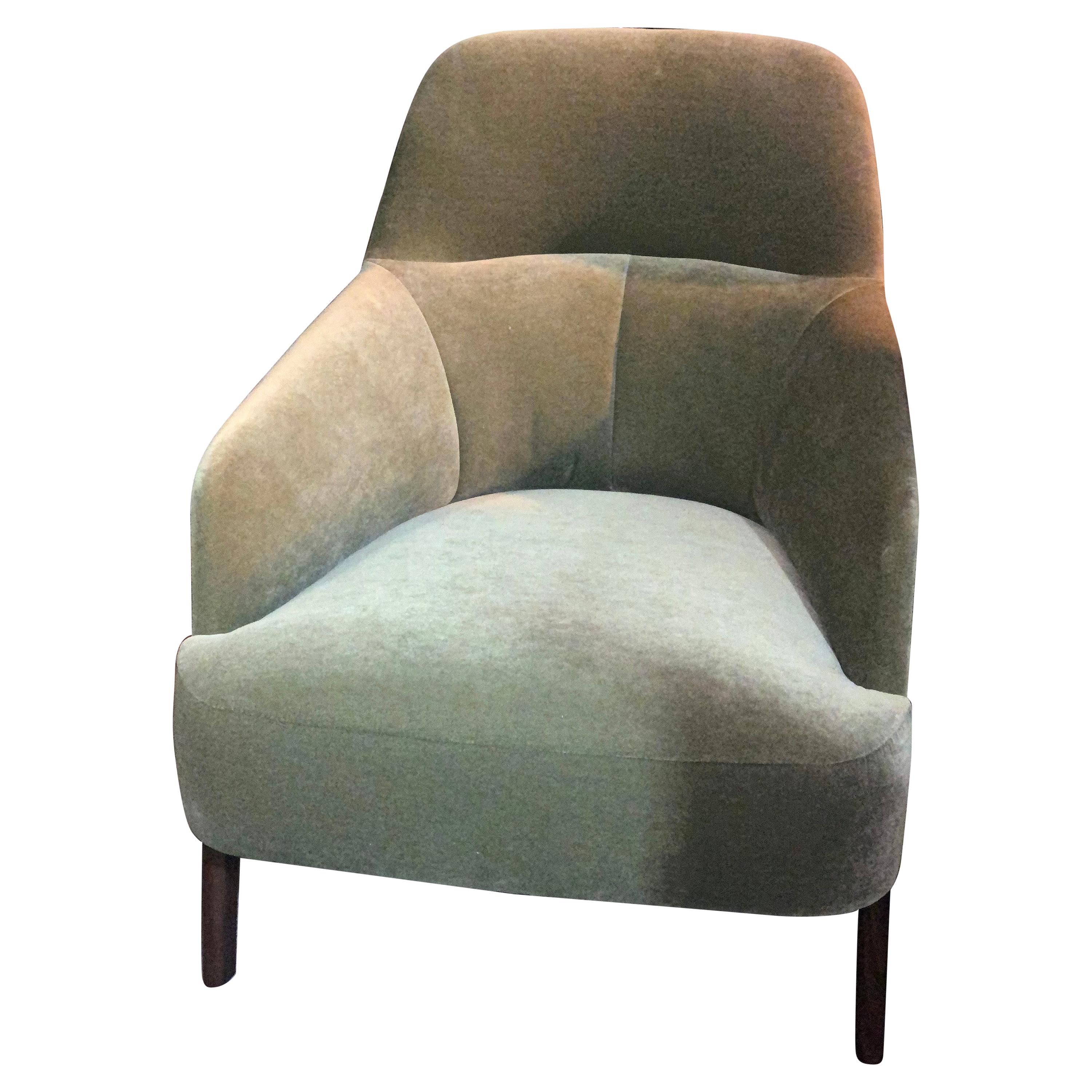Wittmann Mono Green Velvet Lounge Armchair designed by Marco Dessi in STOCK