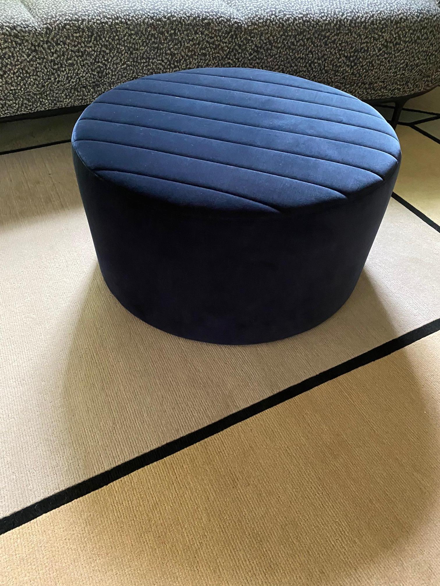 Contemporary Wittmann Oyster Ottoman in Raf Simons Velvet