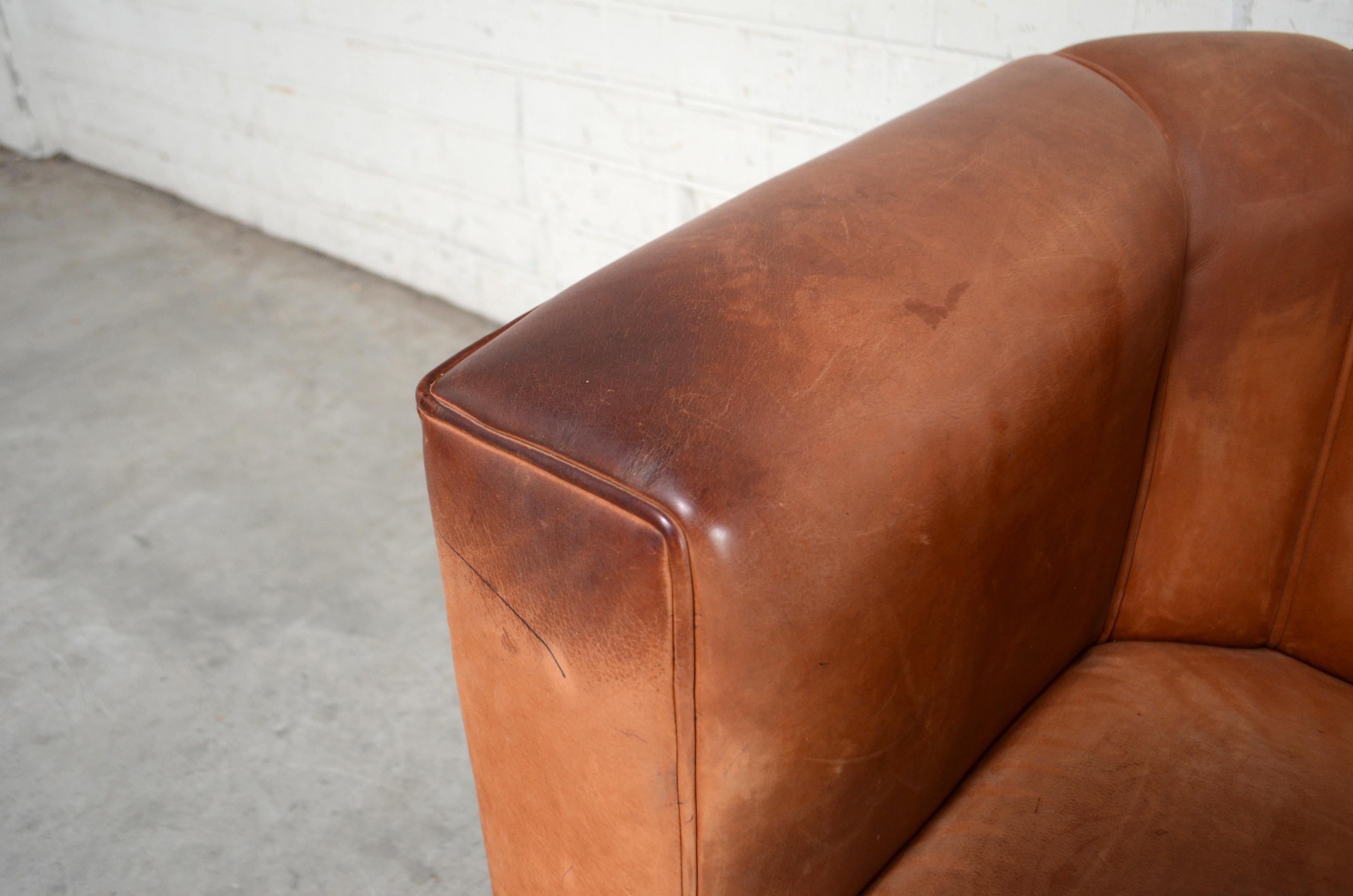 Wittmann Palais Stoclet Cognacfarbener Vintage-Ledersessel von Josef Hoffmann 1