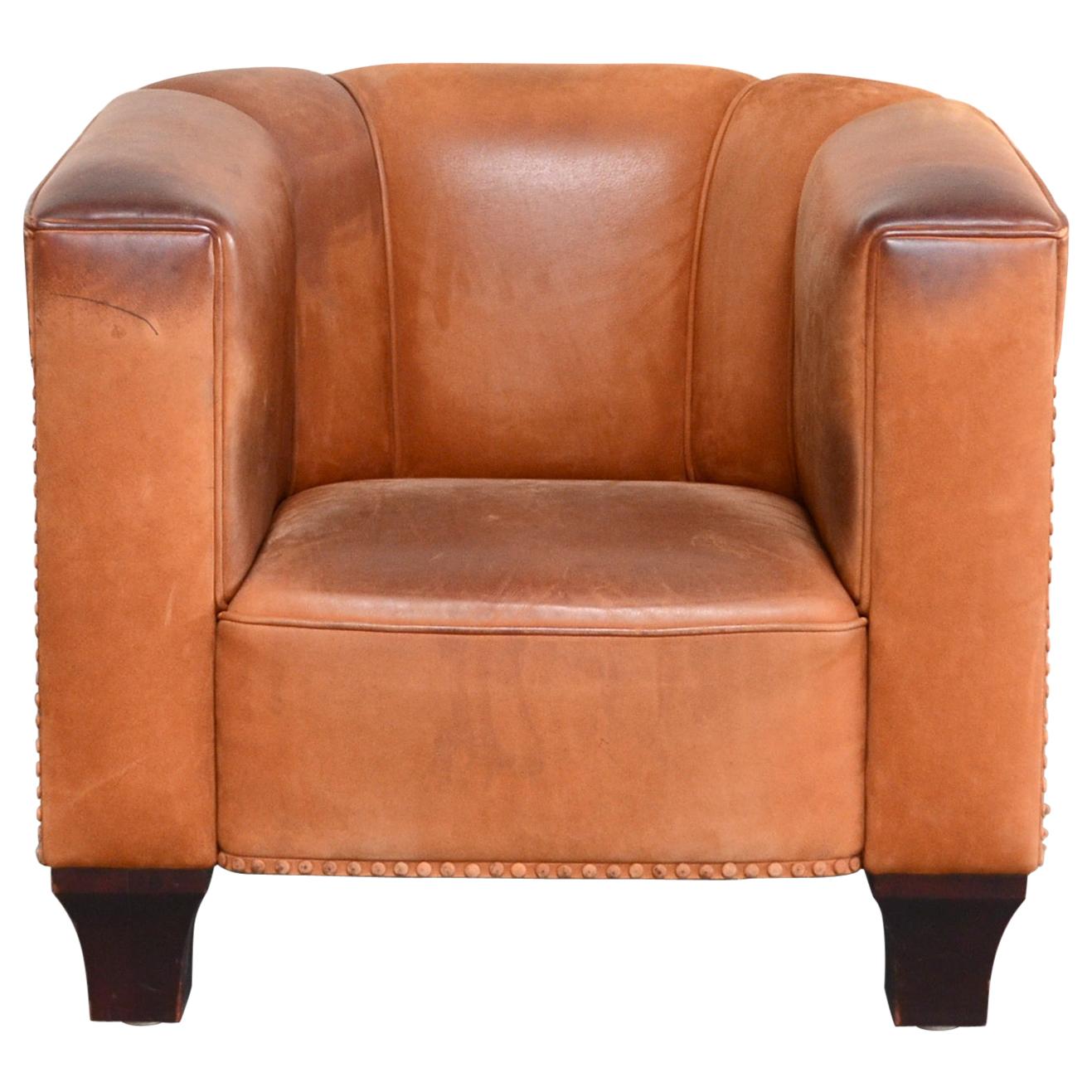 Wittmann Palais Stoclet Cognacfarbener Vintage-Ledersessel von Josef Hoffmann