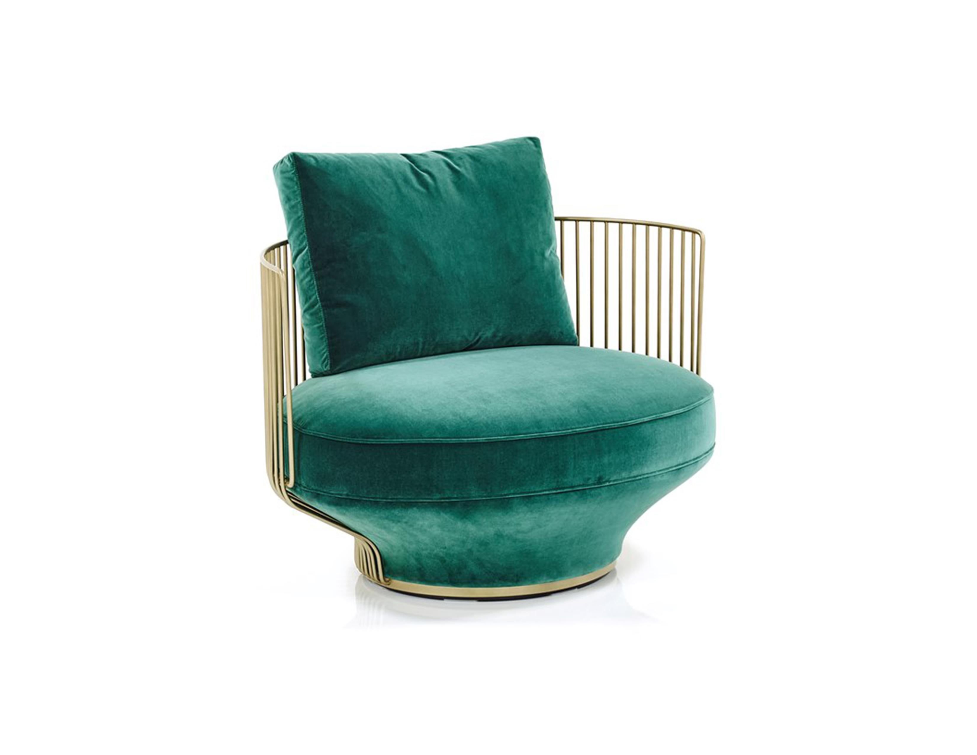 Many different upholstery materials available.
Standard: black grey fine powder coated
On request: brass satin matte finish.
Standard piping.
Paradise Bird is a collection of unusual pieces of furniture: it manifests an attitude to life, an