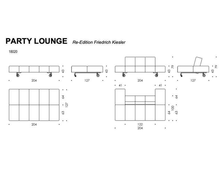 Customizable Wittmann Party Lounge Sofa Bench Designed by Friedrich