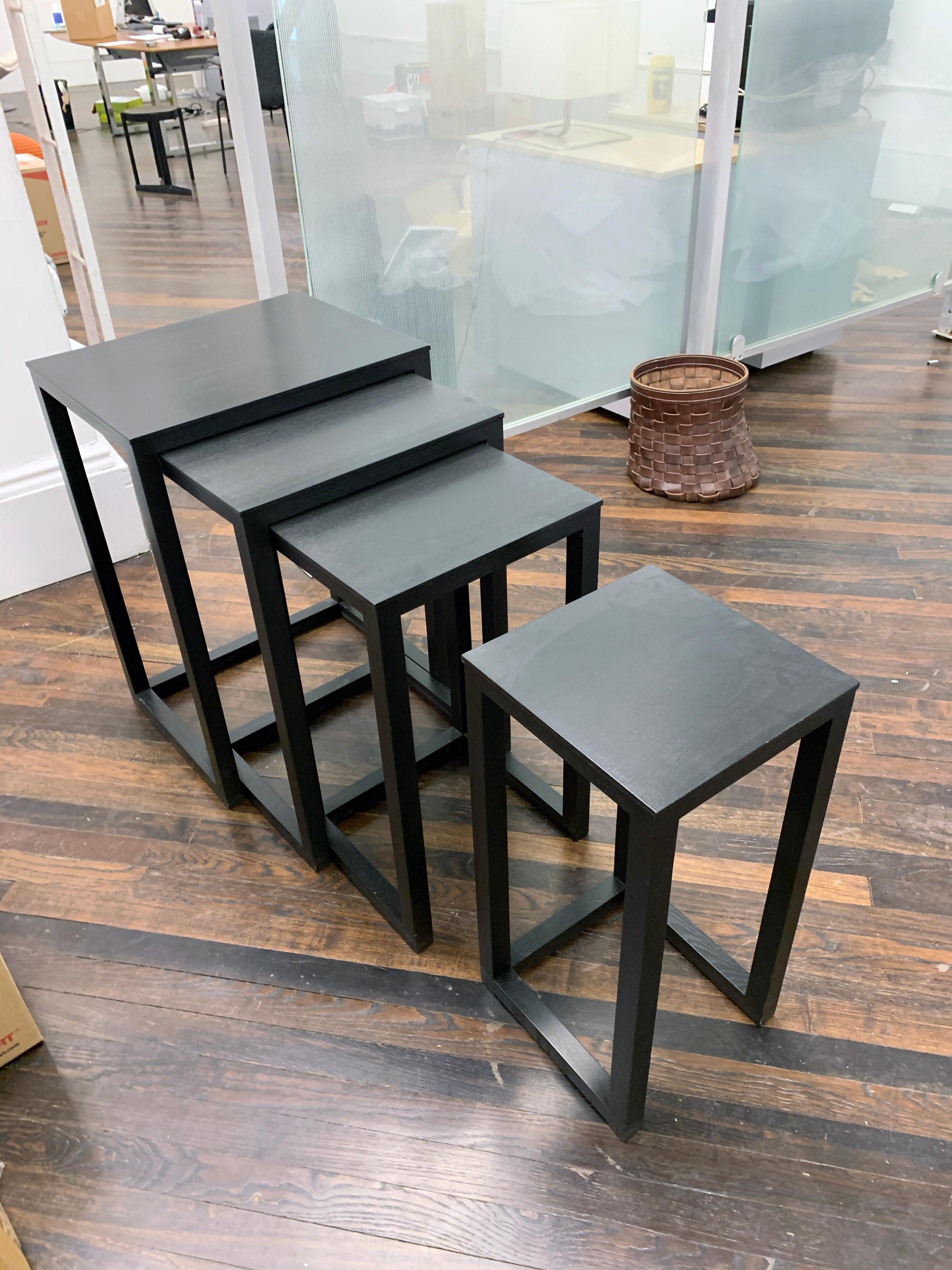 Wittmann Set of Four Black Solid Ash Josef Hoffmann Nesting Tables 5