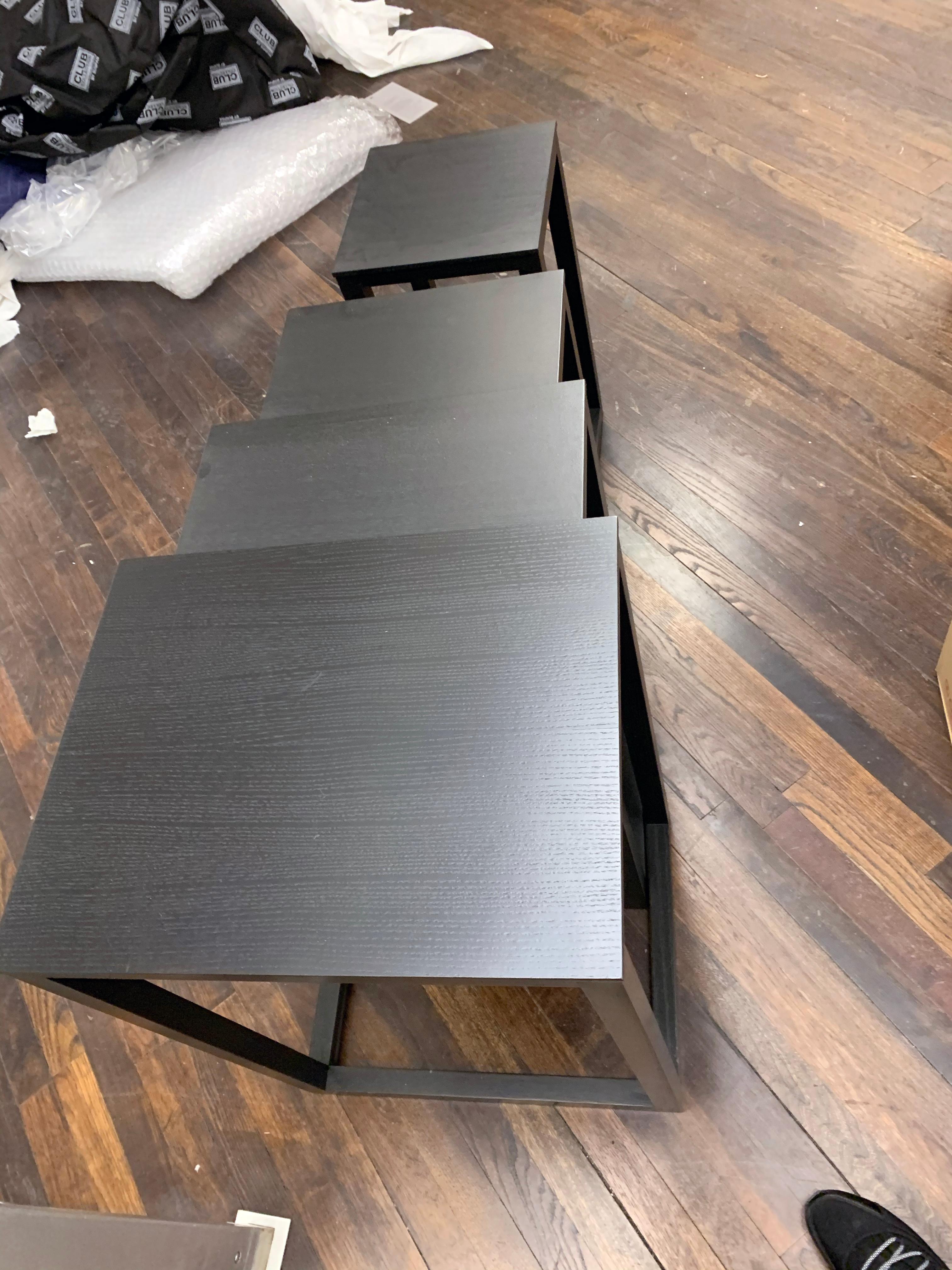 Wittmann Set of Four Black Solid Ash Josef Hoffmann Nesting Tables 6