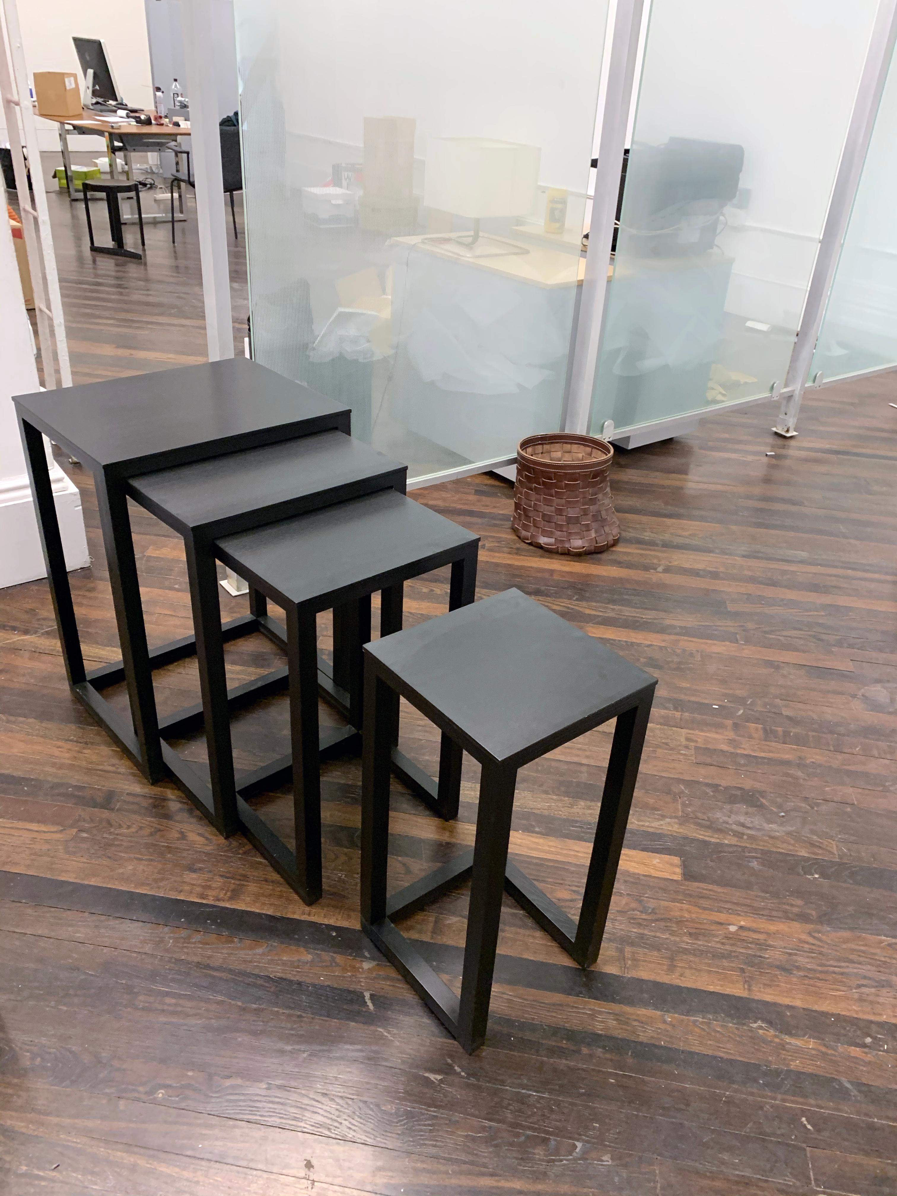 Wittmann Set of Four Black Solid Ash Josef Hoffmann Nesting Tables 3