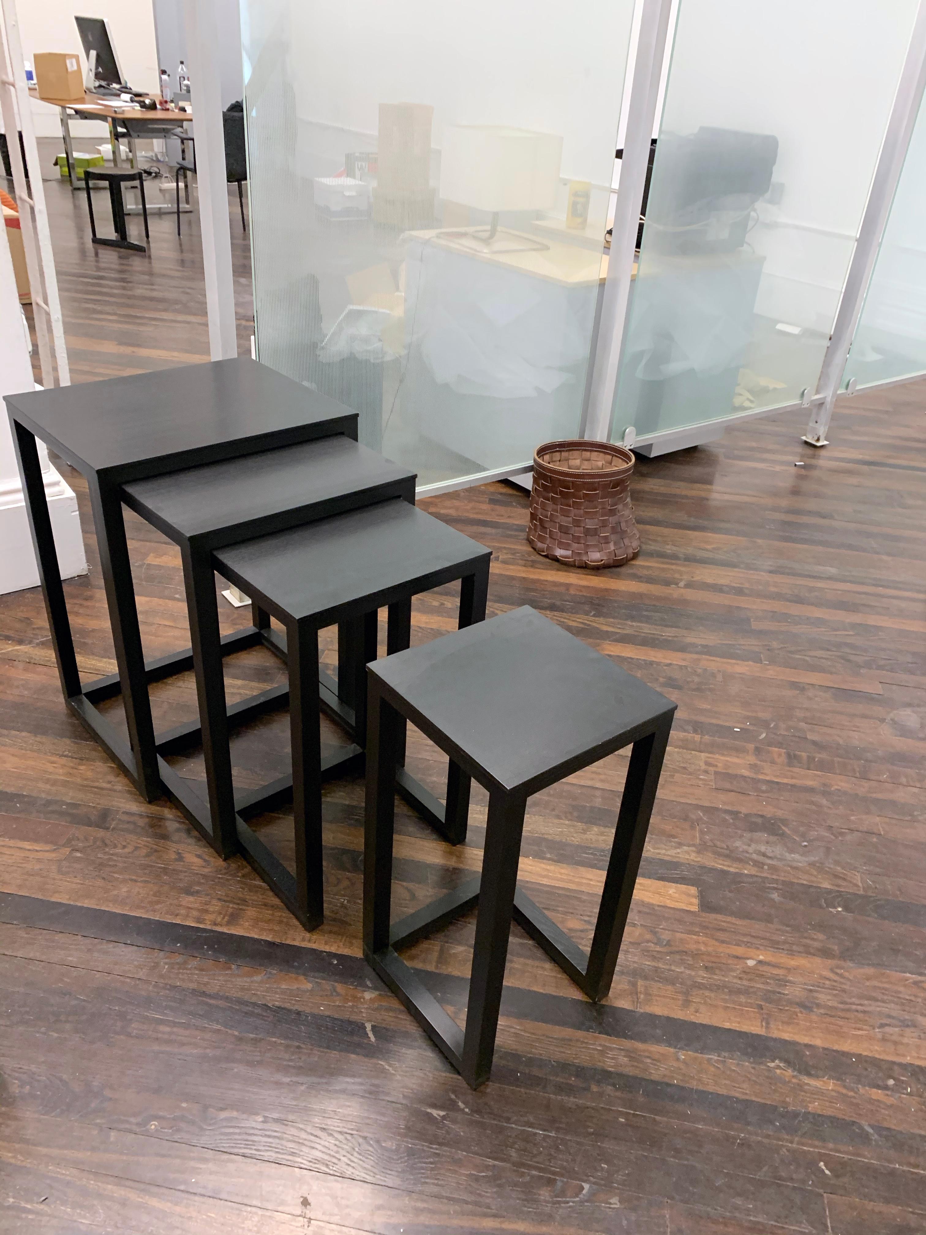 Wittmann Set of Four Black Solid Ash Josef Hoffmann Nesting Tables 4