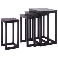 Wittmann Set of Four Black Solid Ash Josef Hoffmann Nesting Tables