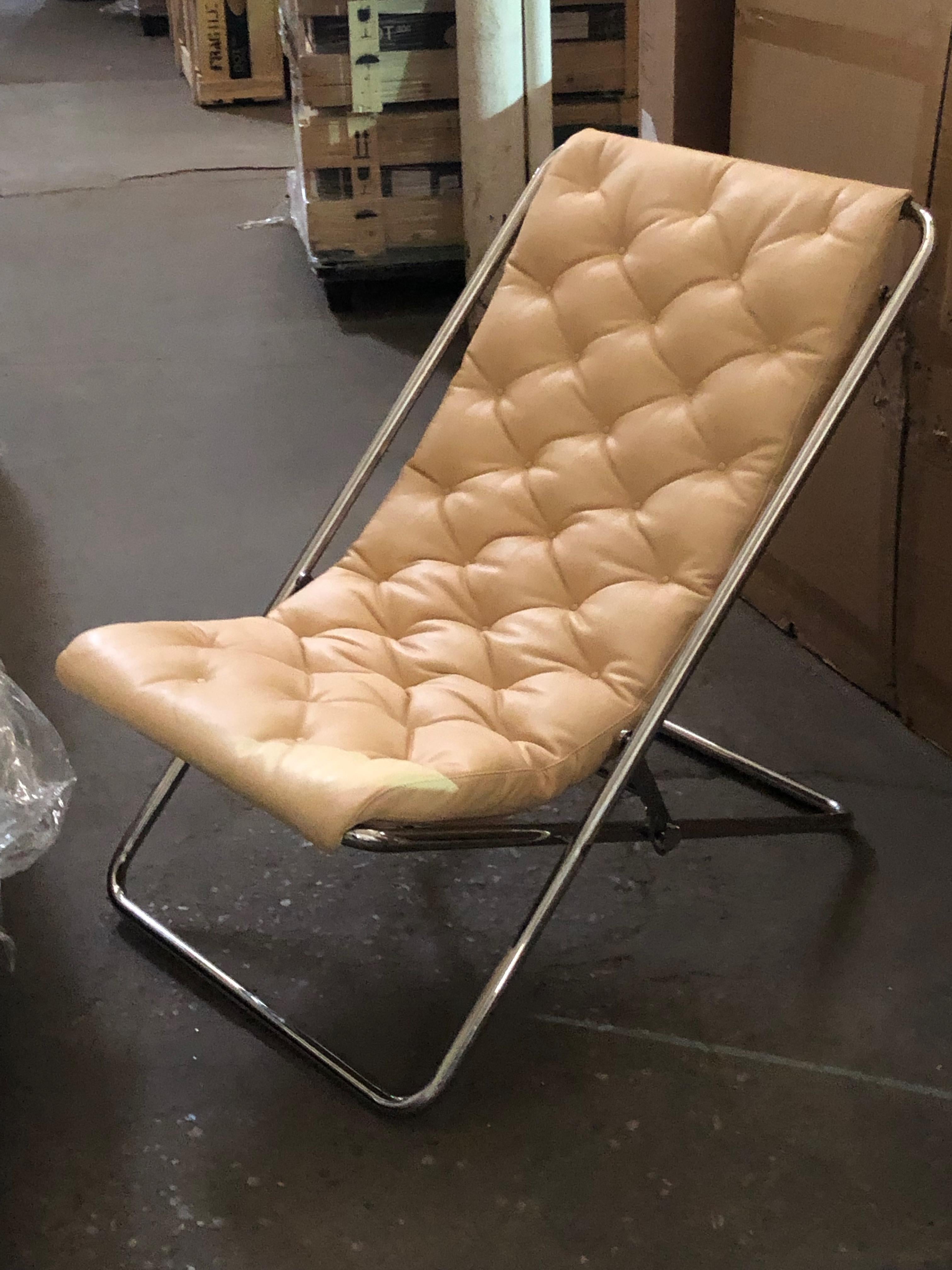 Wittmann Set of Two Beige Leather Lester Recliner 5