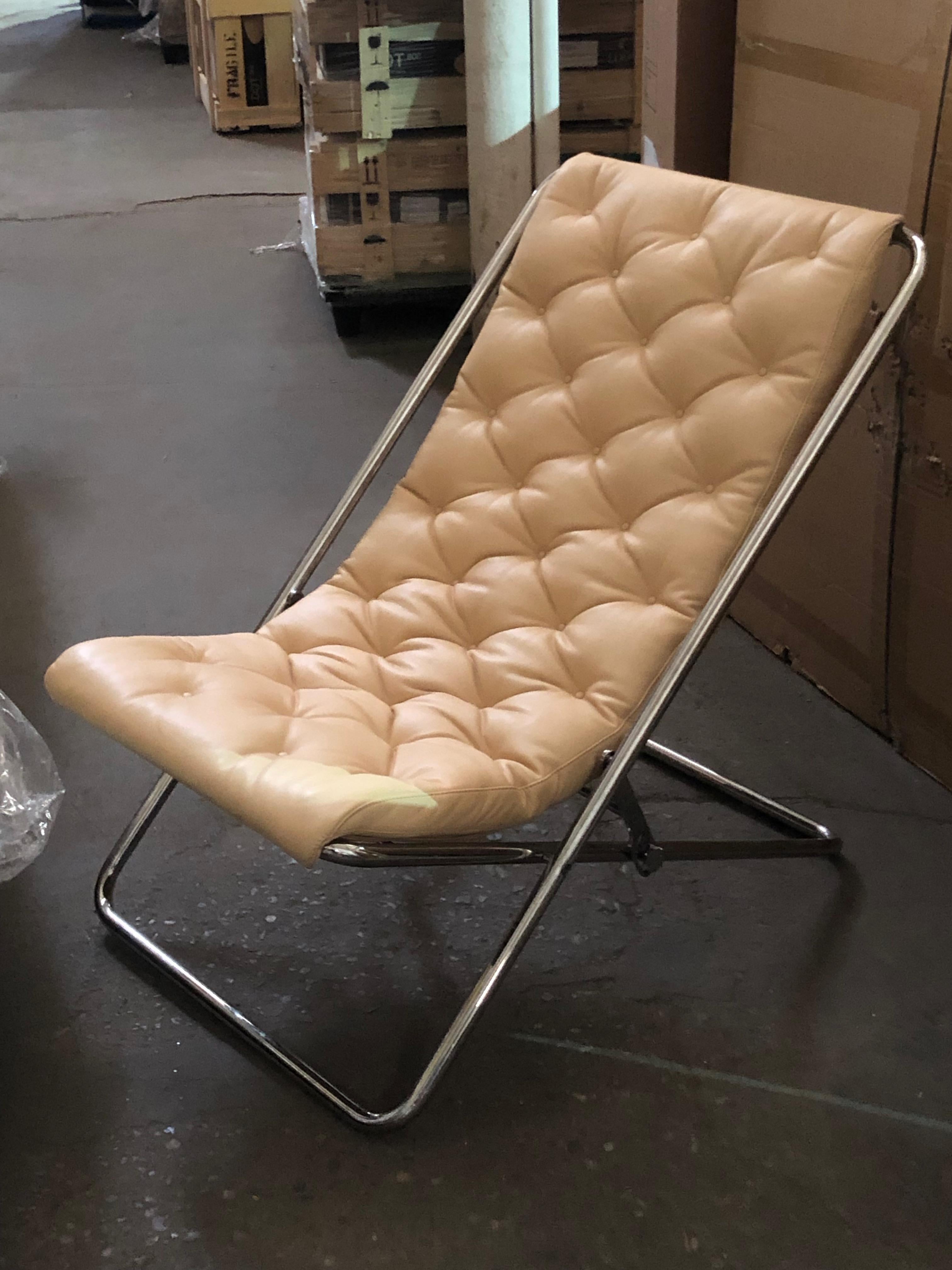 Wittmann Set of Two Beige Leather Lester Recliner 8