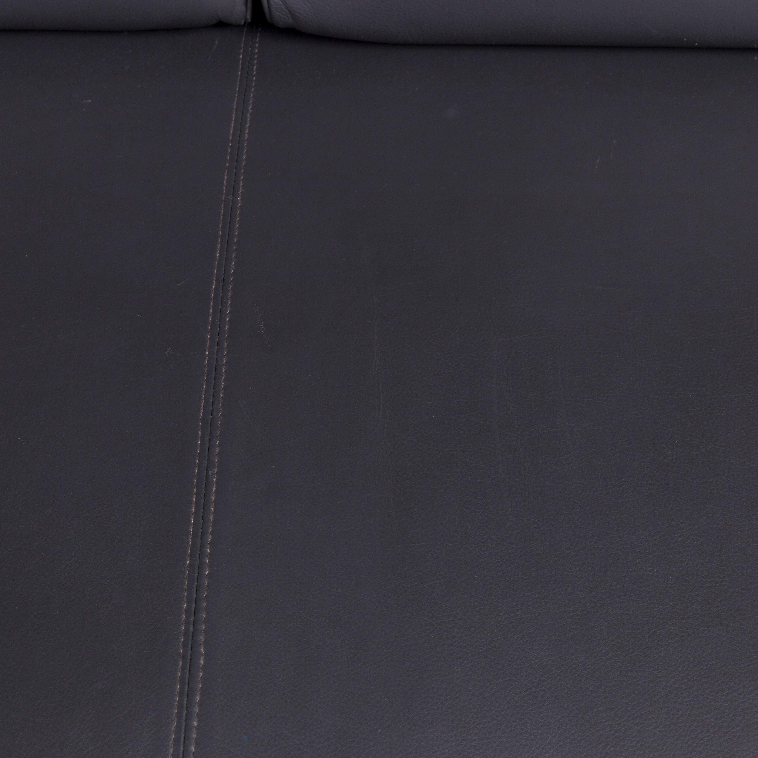 Modern Wittmann Square Leather Sofa Gray Dark Gray Three-Seat Couch