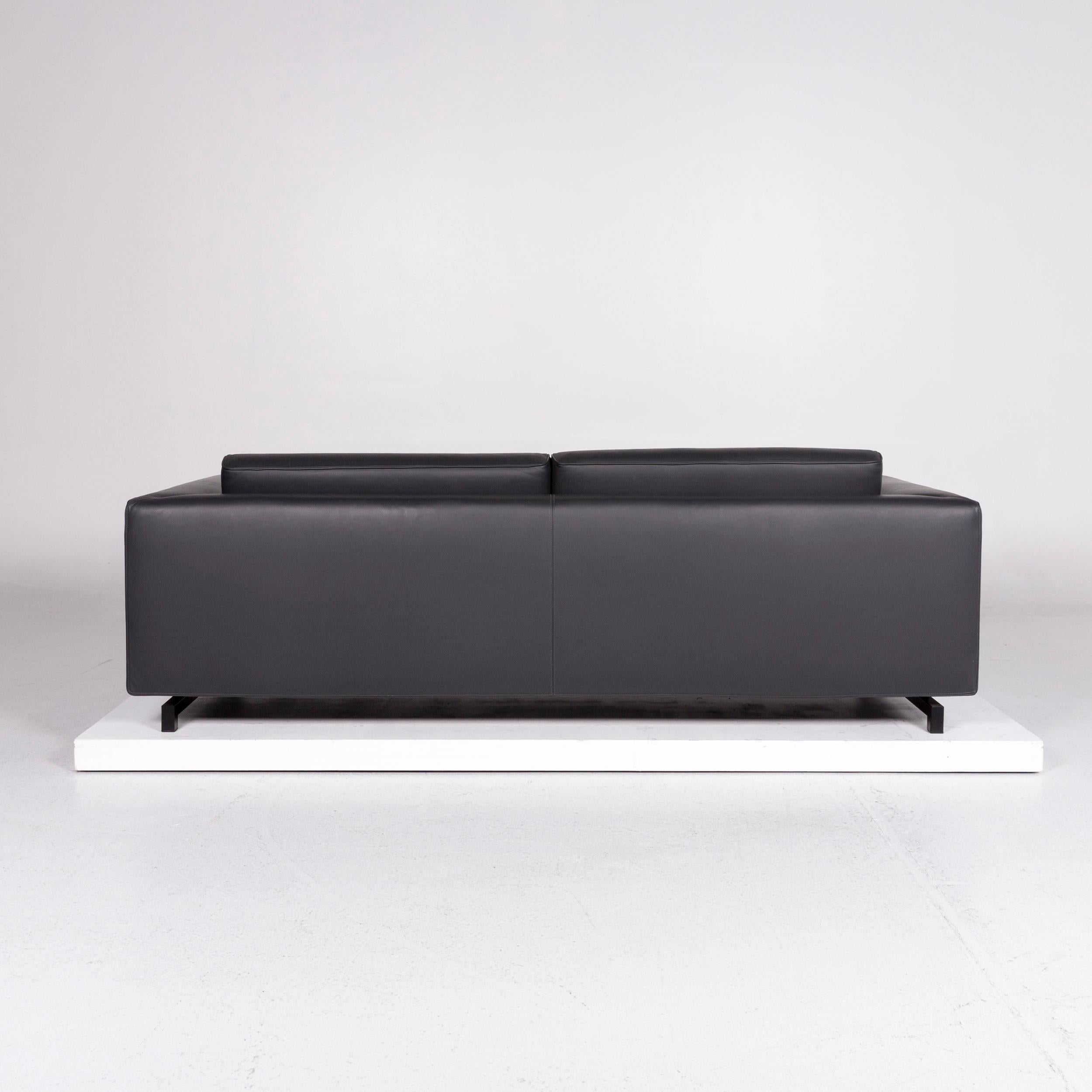 Wittmann Square Leather Sofa Gray Dark Gray Three-Seat Couch 1
