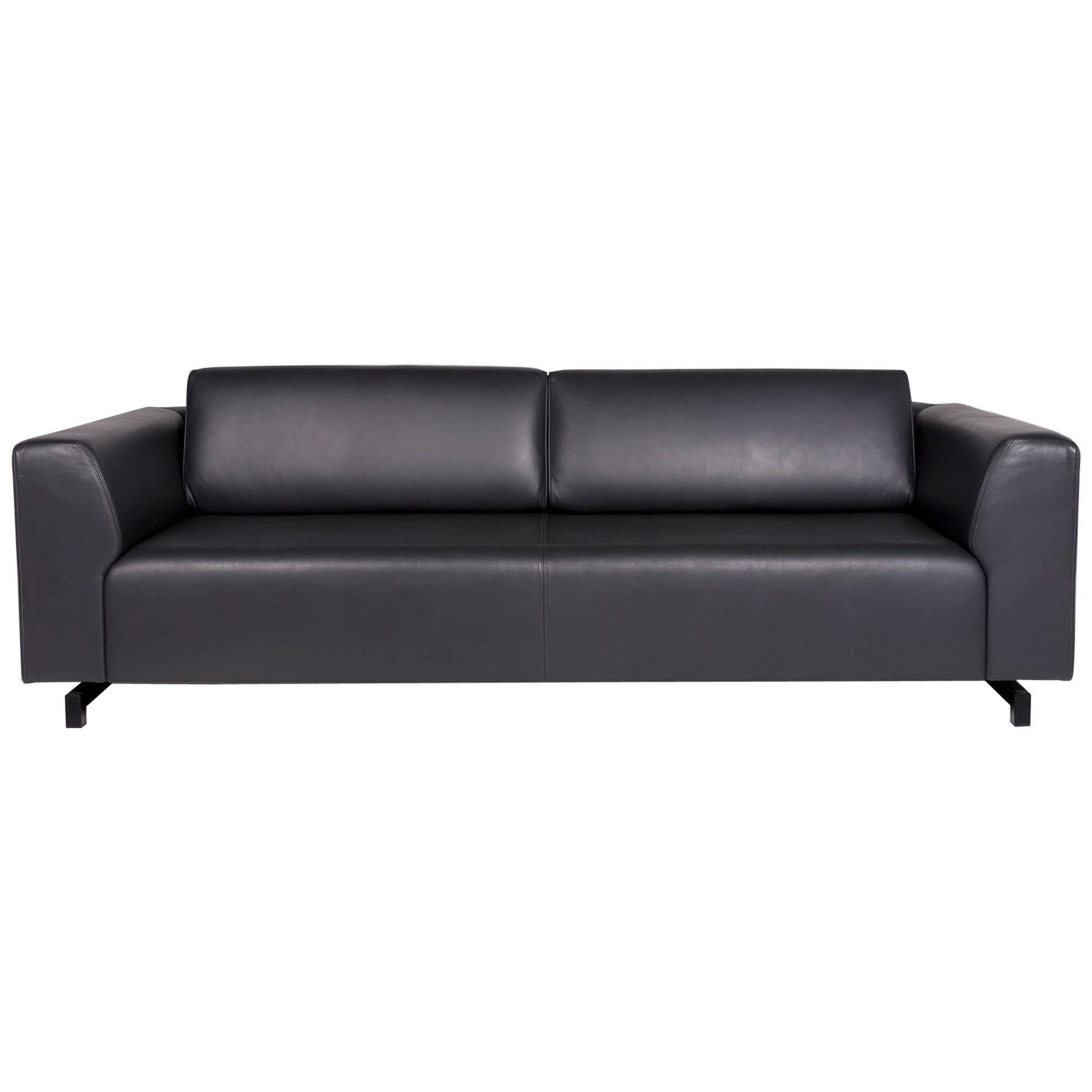 Wittmann Square Leather Sofa Gray Dark Gray Three-Seat Couch