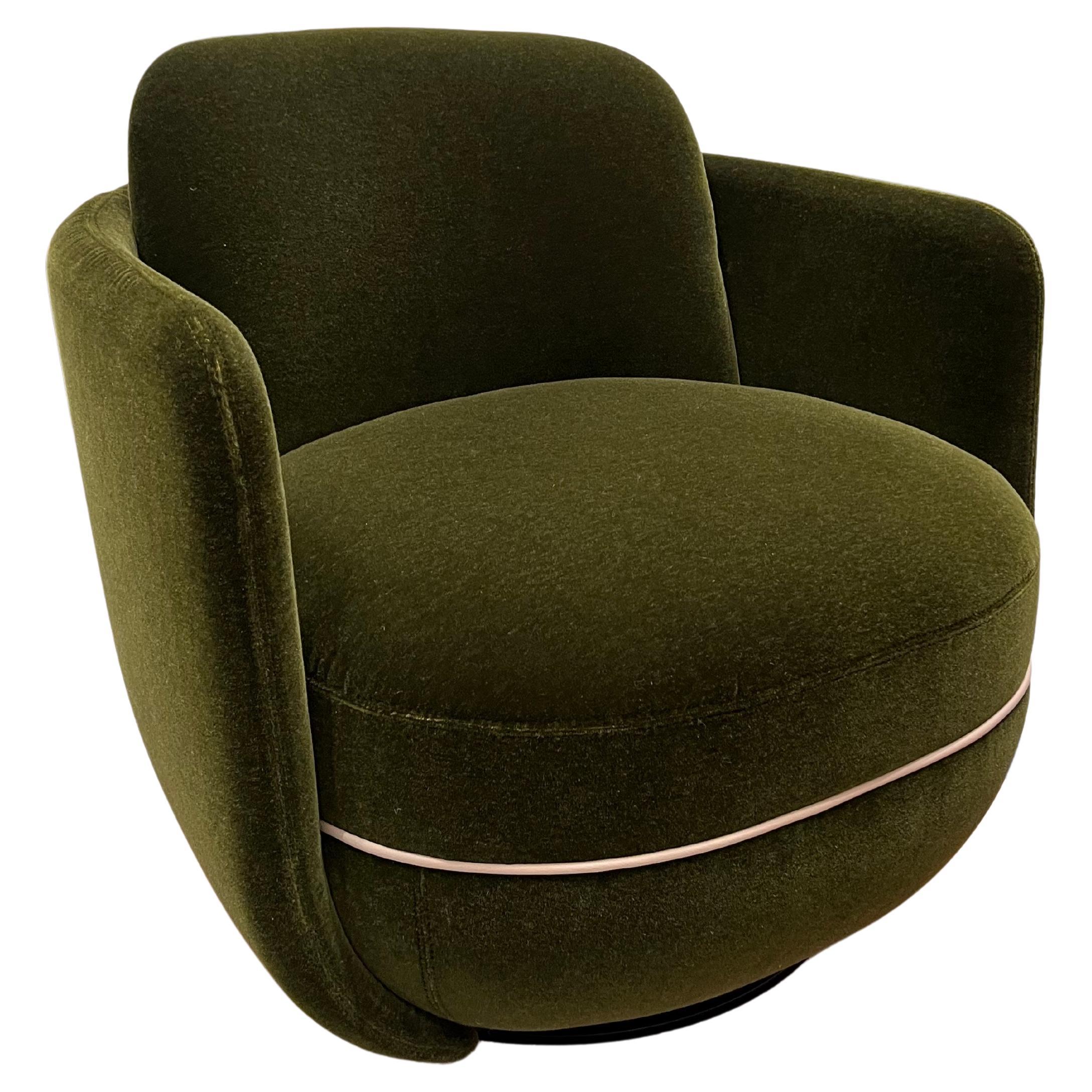  Wittmann Swivel Miles Green Velvet Lounge Chair by Sebastian Herkner in STOCK