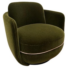 Vintage  Wittmann Swivel Miles Green Velvet Lounge Chair by Sebastian Herkner in STOCK