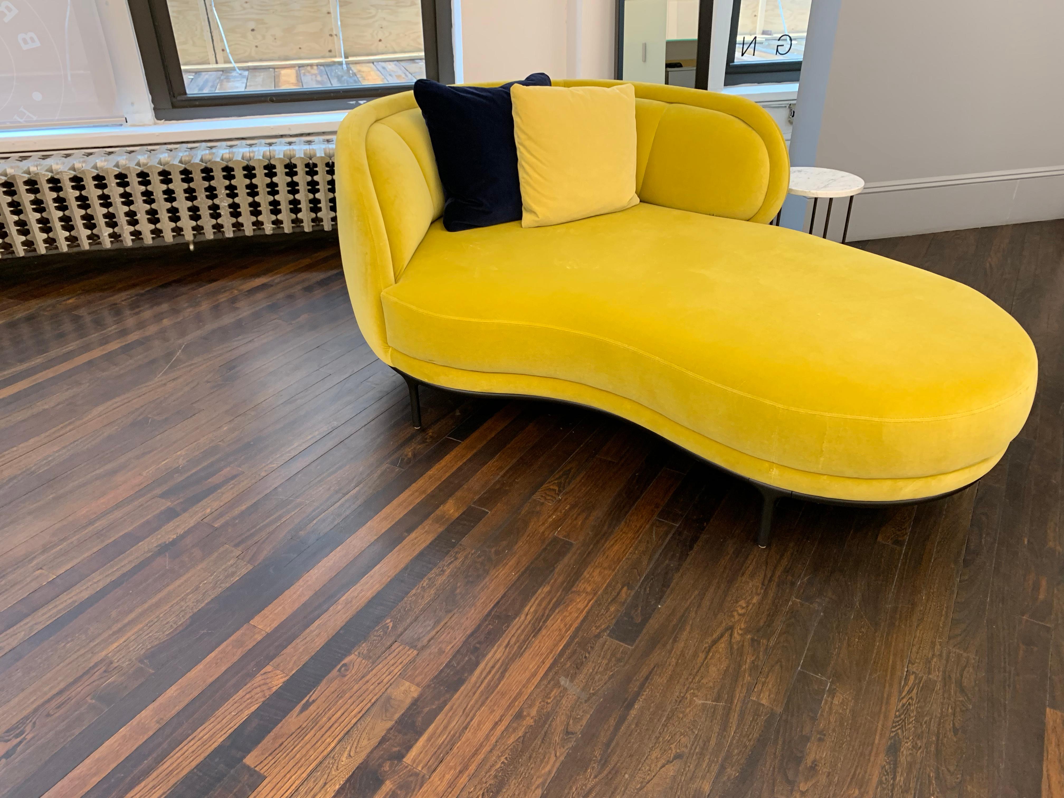 yellow velvet chaise