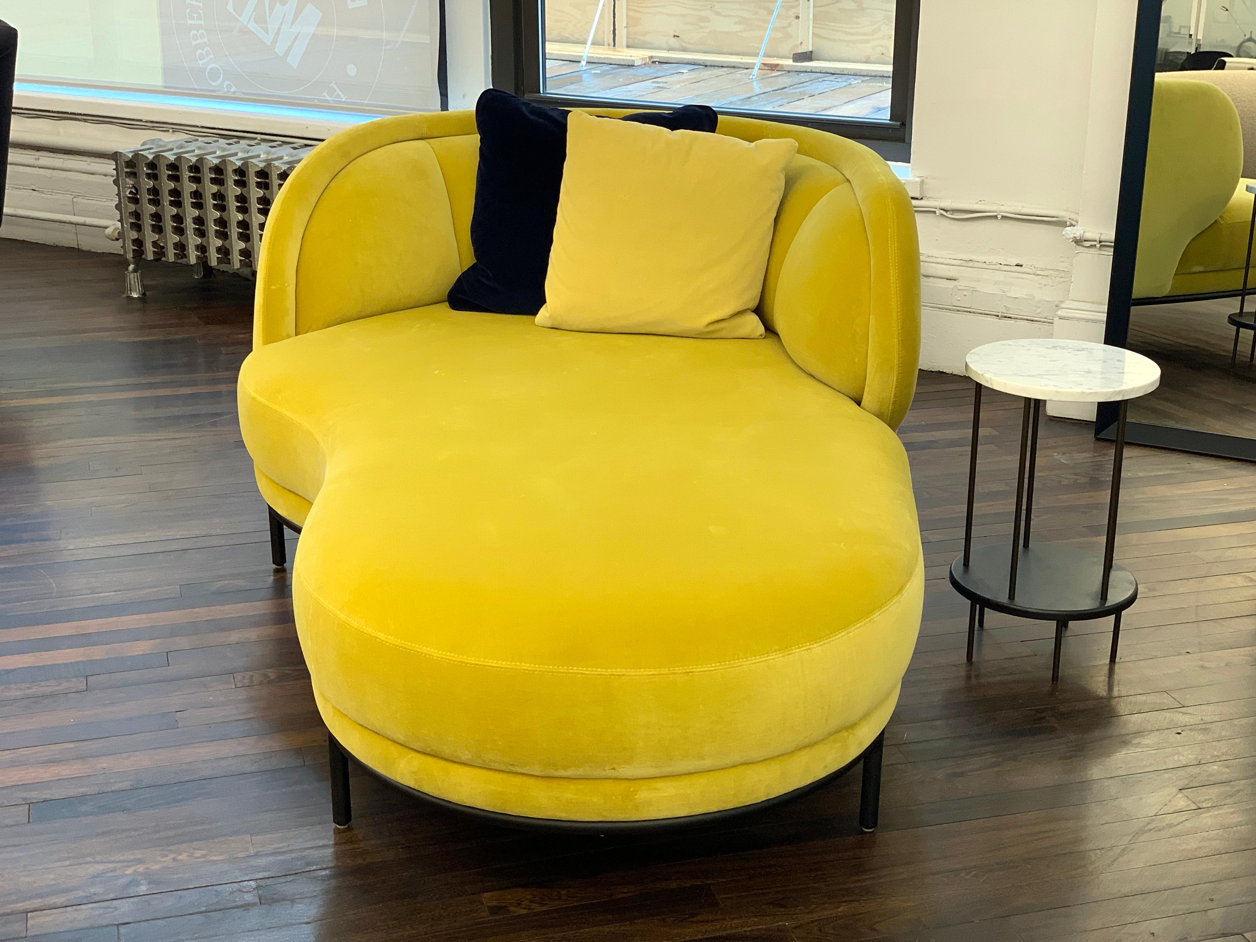 Wittmann Vuelta Chaise Lounge by Jaime Hayon, in Yellow Raf Simmons Velvet  In Excellent Condition In New York, NY