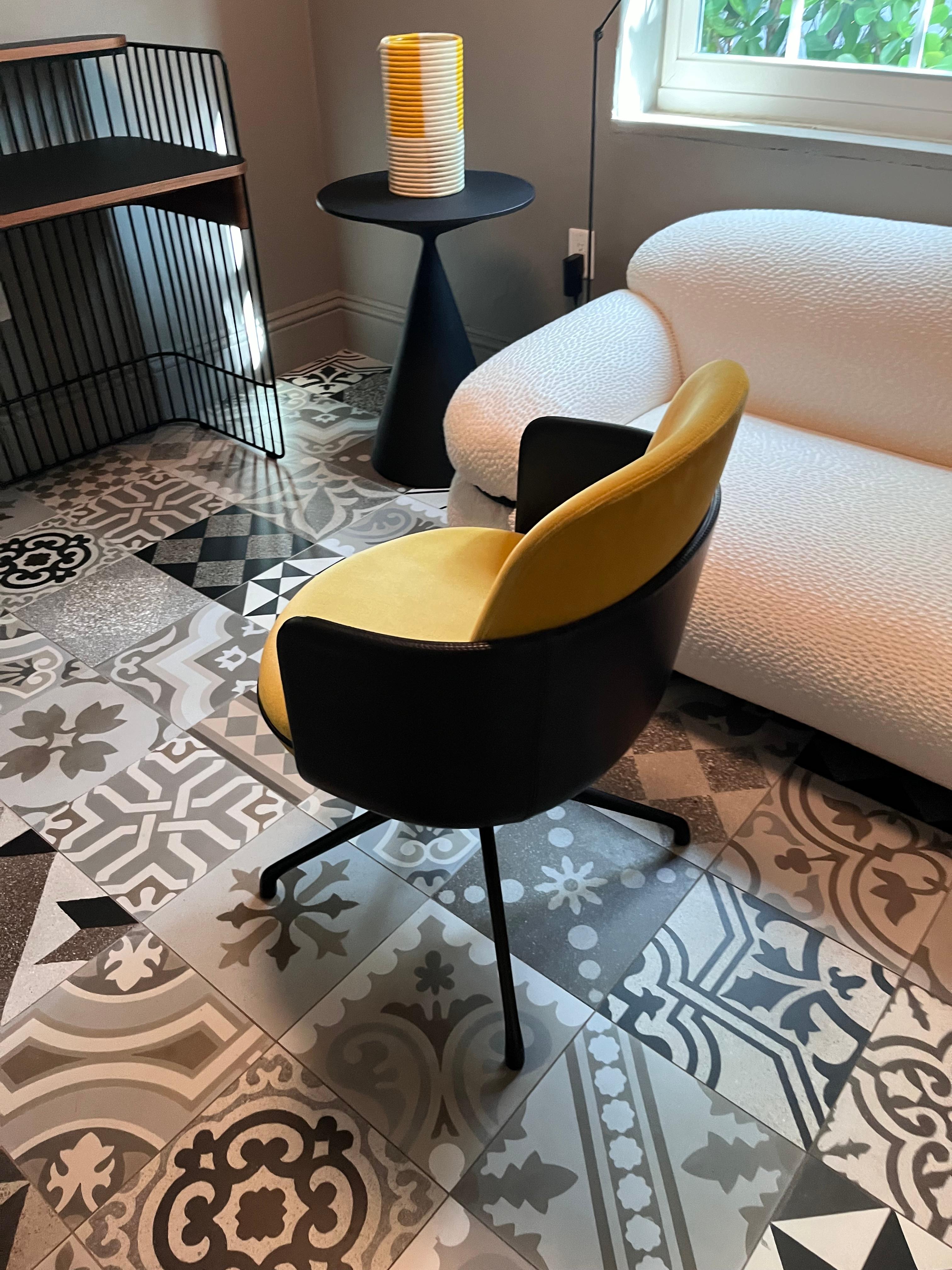 Wittmann Yellow Velvet Swivel Merwyn Chair by Sebastian Herkner in STOCK For Sale 5