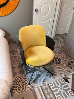 Wittmann Yellow Velvet Swivel Merwyn Chair by Sebastian Herkner in STOCK
