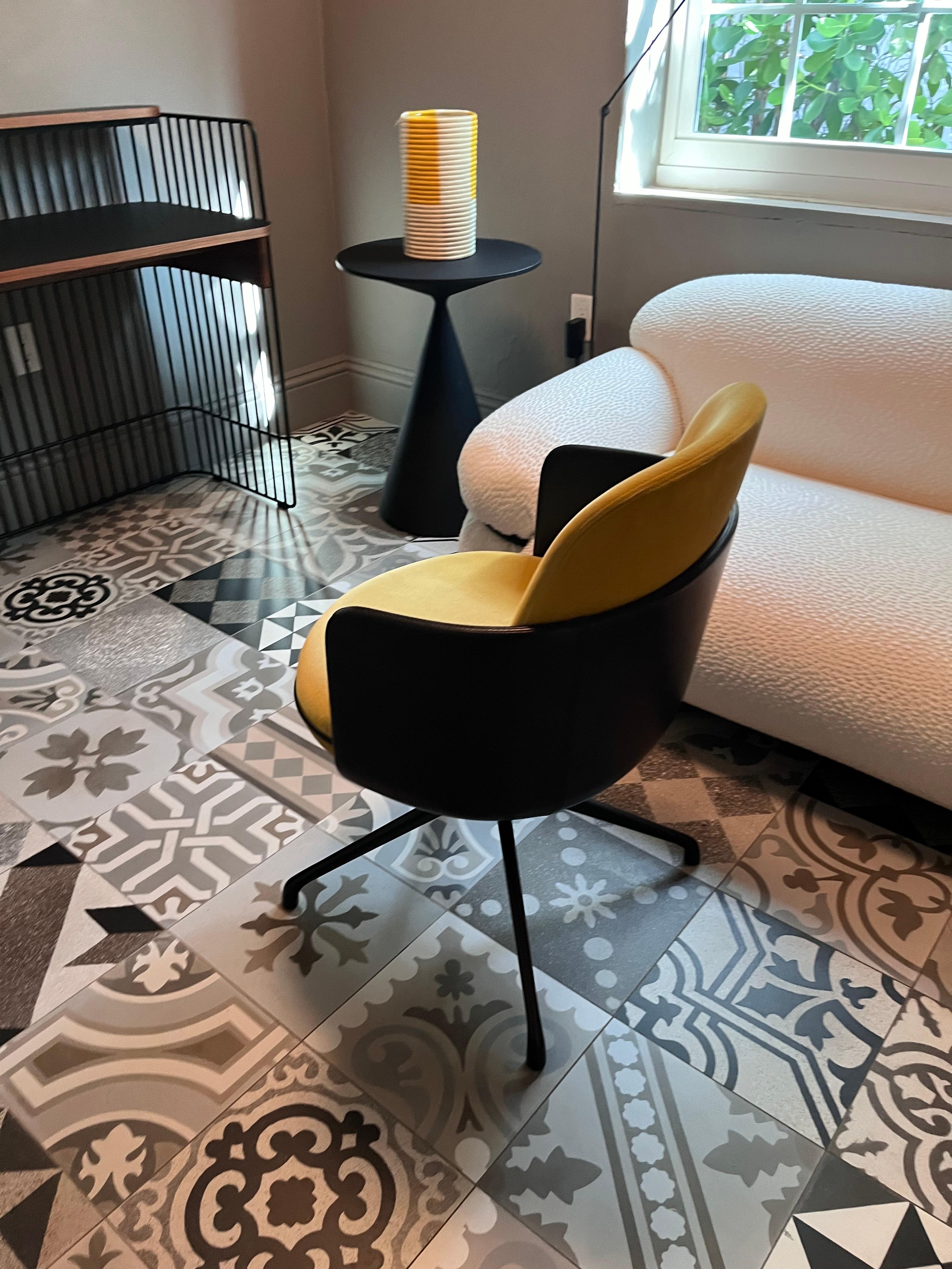 Wittmann Yellow Velvet Swivel Merwyn Chair by Sebastian Herkner in STOCK For Sale 1
