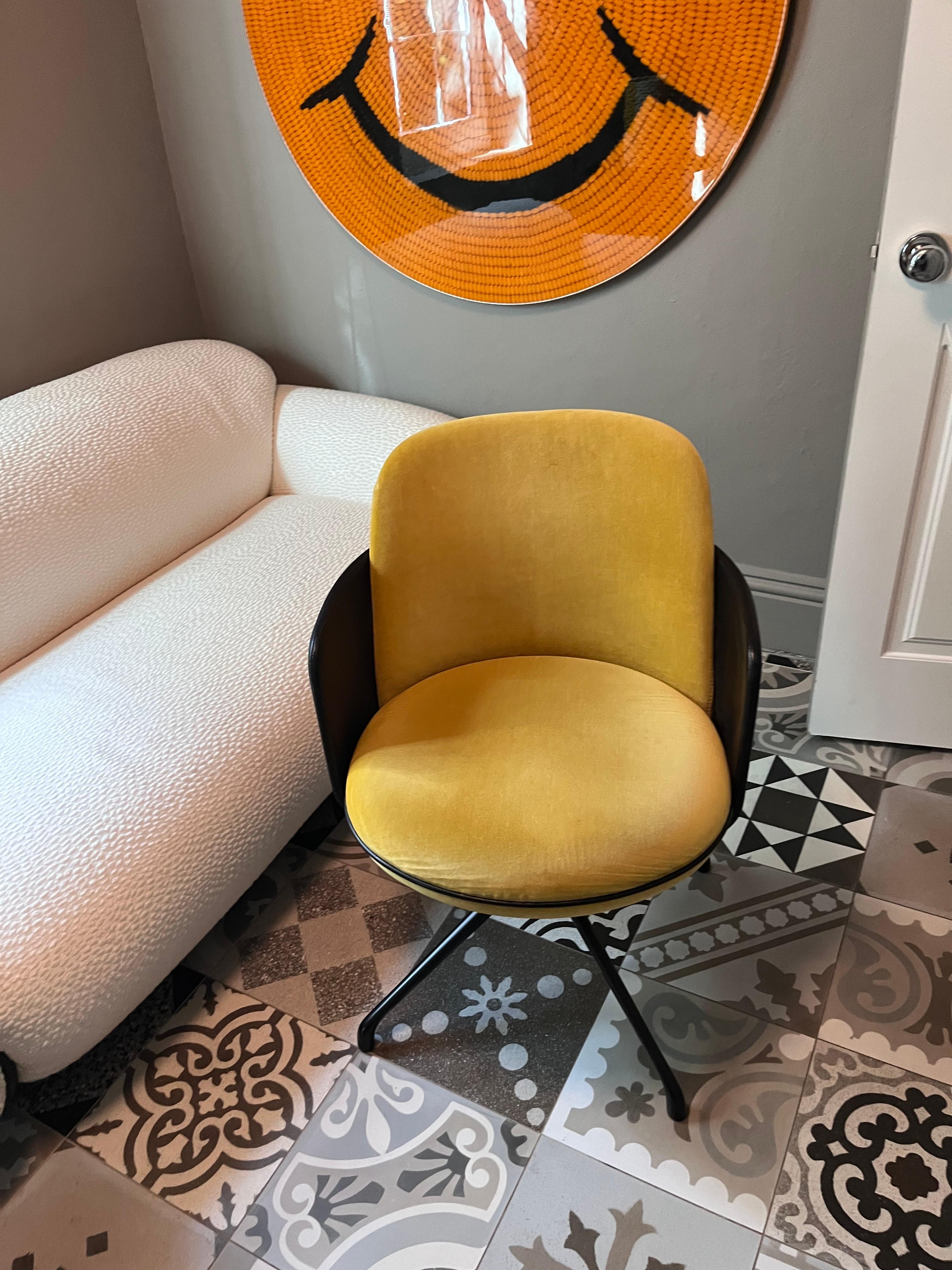 Wittmann Yellow Velvet Swivel Merwyn Chair by Sebastian Herkner in STOCK For Sale 2