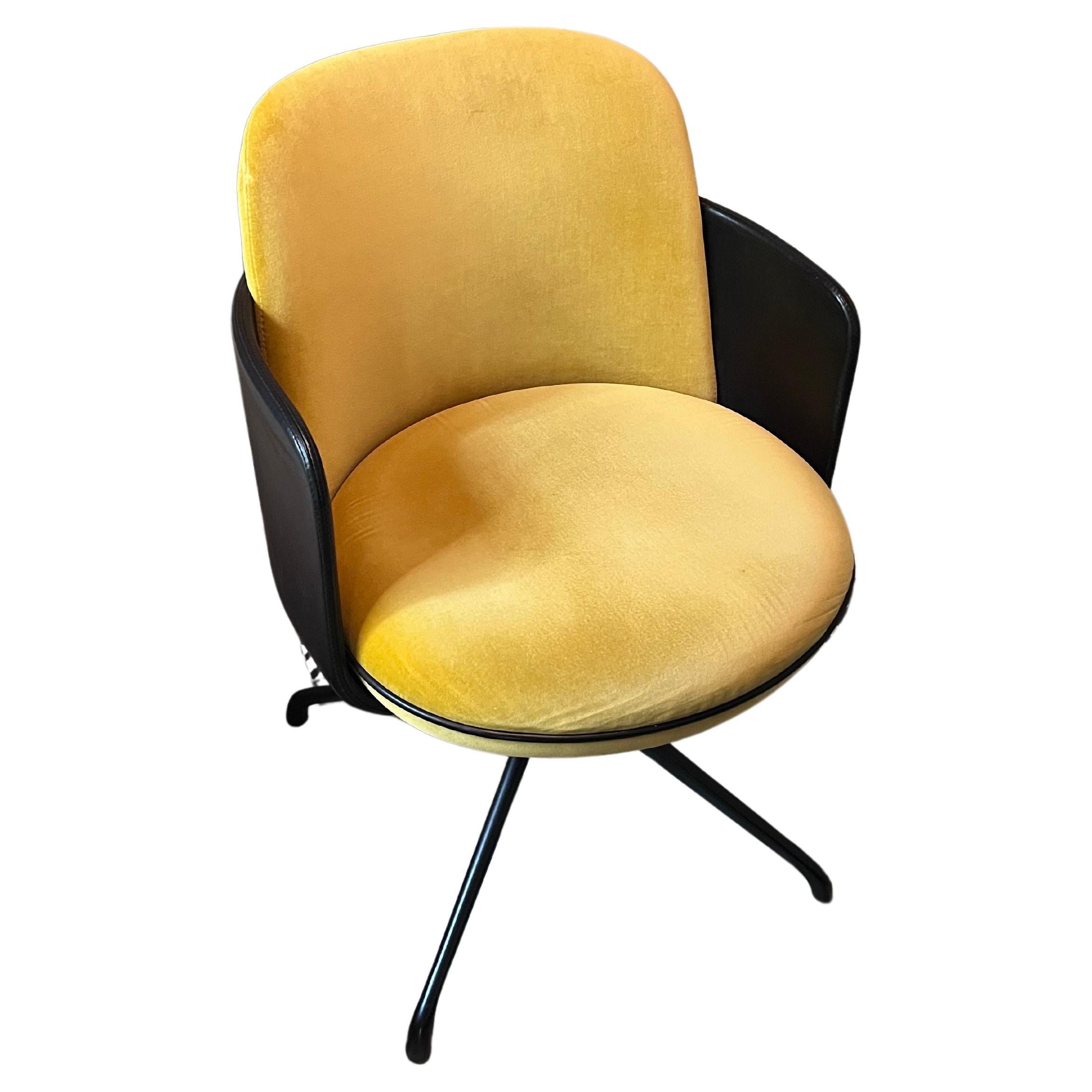 Wittmann Yellow Velvet Swivel Merwyn Chair by Sebastian Herkner in STOCK
