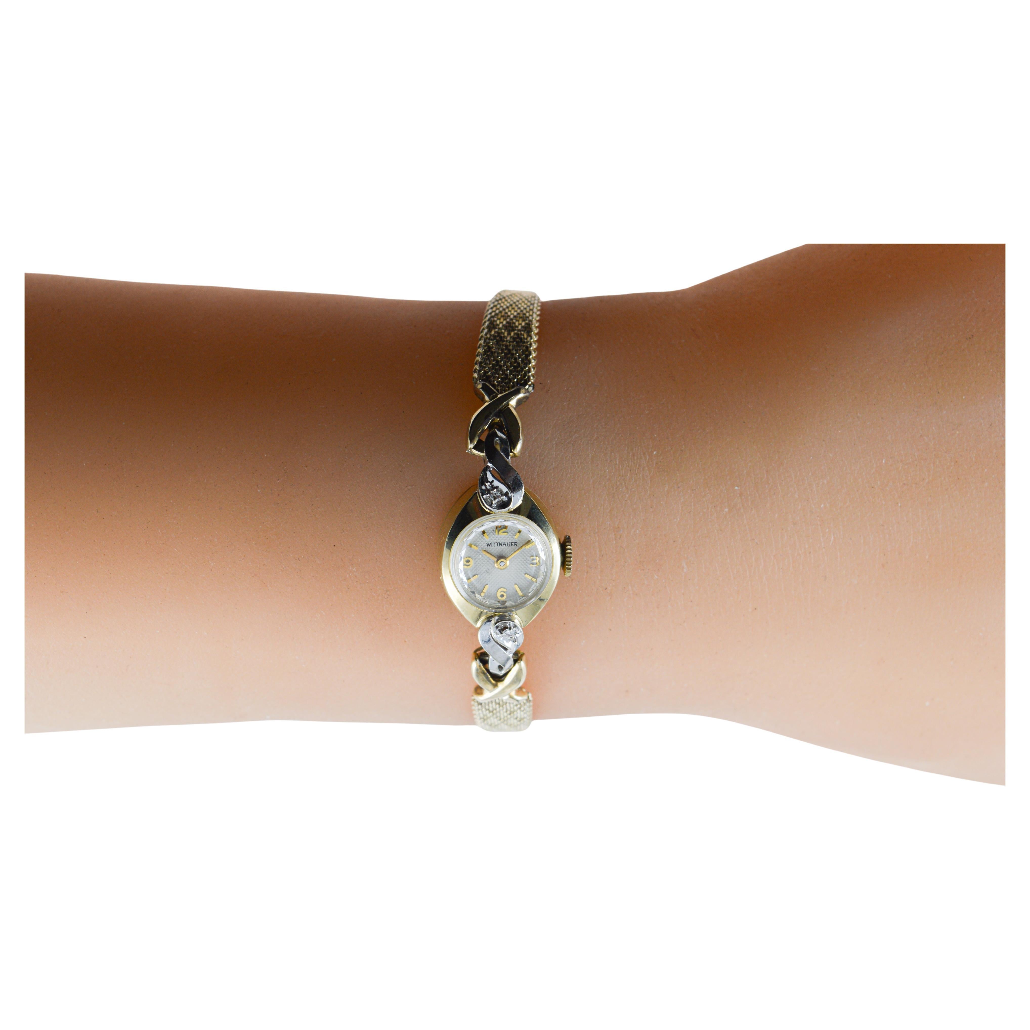 Wittnauer 14Kt. Solid Gold Mid-Century Design with Original Period Bracelet 1960 For Sale 10
