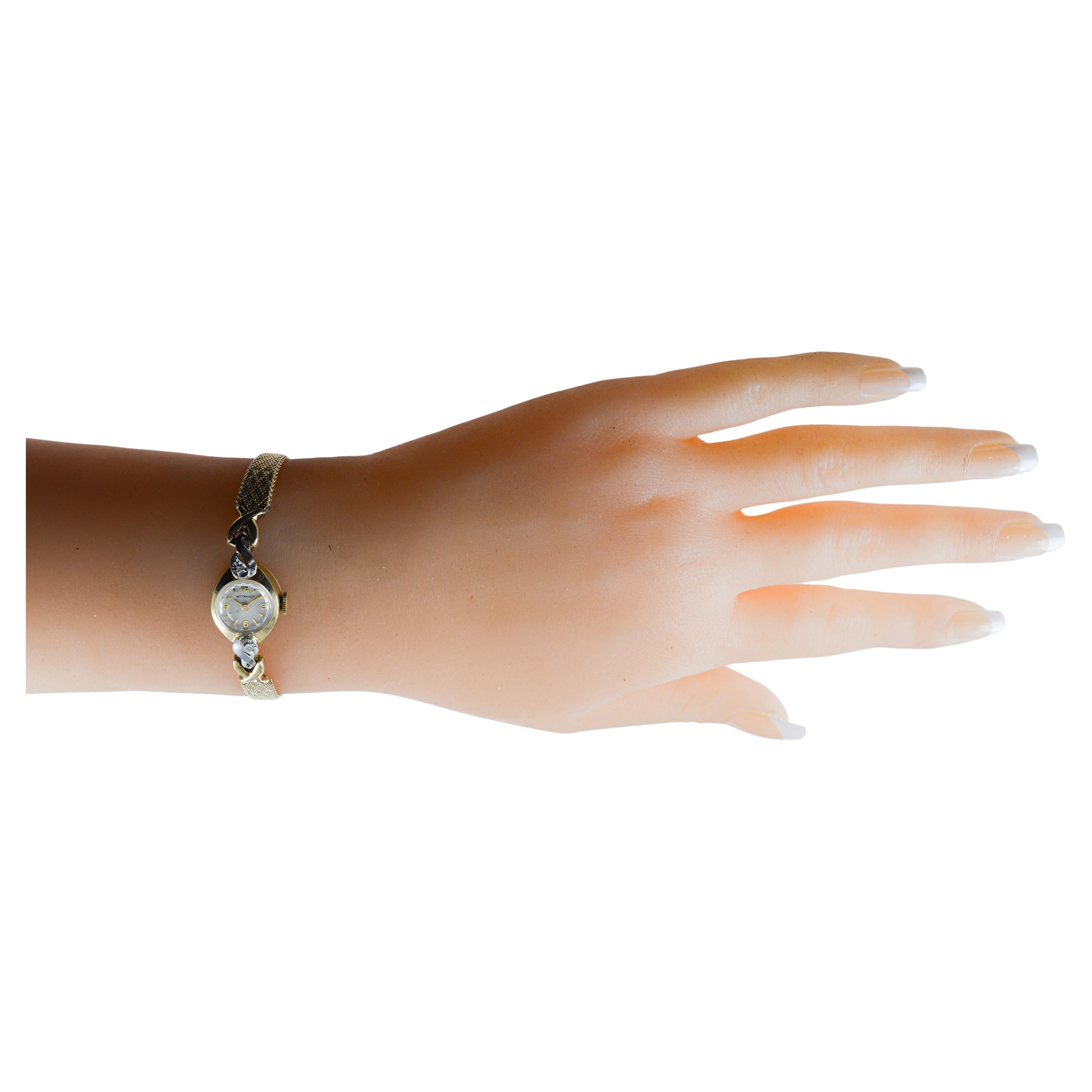 Wittnauer 14Kt. Solid Gold Mid-Century Design with Original Period Bracelet 1960 For Sale 9