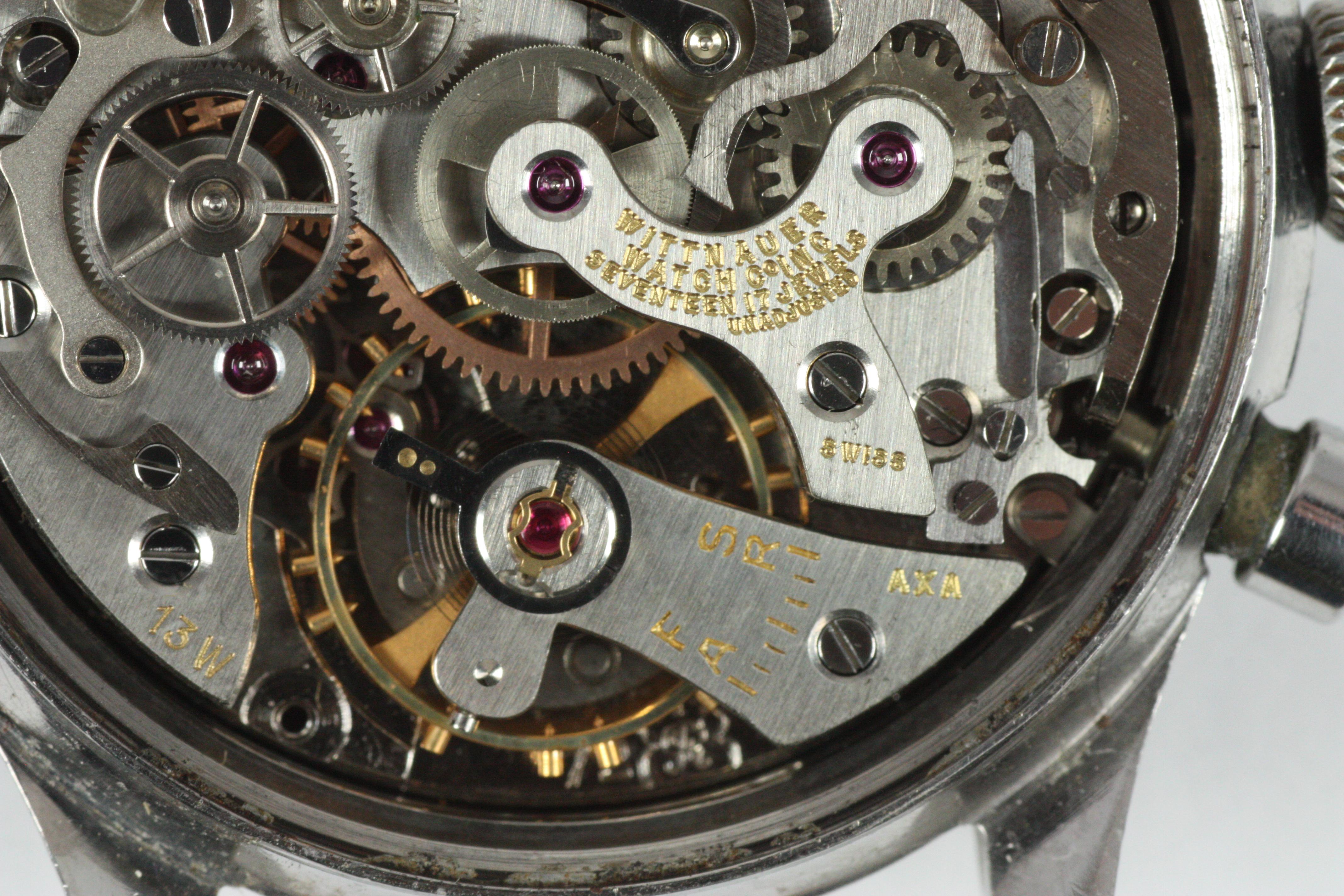 Wittnauer 3 Register Chronograph Stainless Steel Racing Wristwatch, c. 1950 For Sale 3