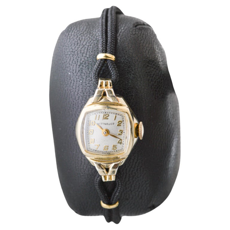 Antique 1900s Wittnauer 14k GF Art Deco Corded‎ Retro Ladies Analog Wristwatch Wittnauer art deco wrist - Gem main image 3