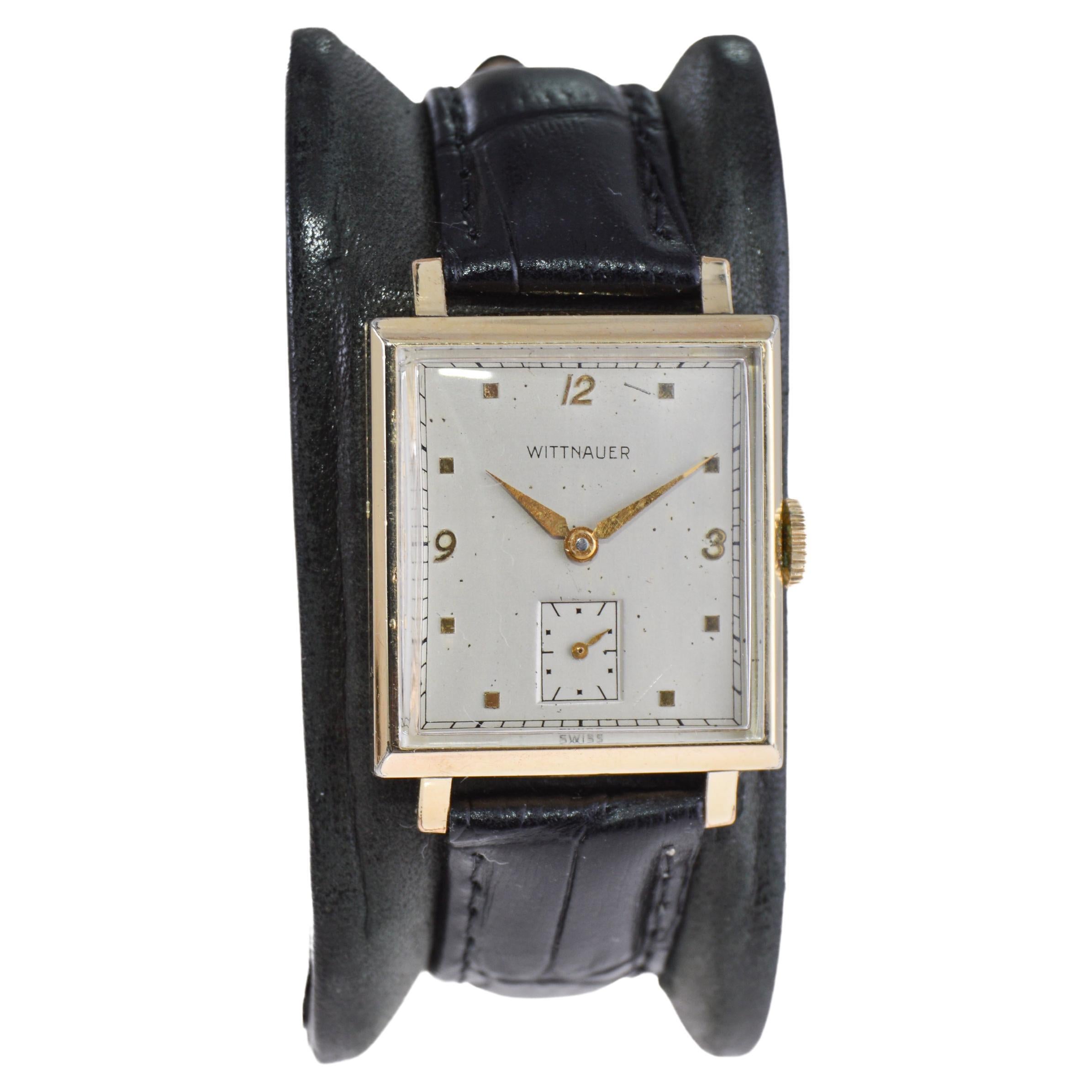 Wittnauer Art Deco Watch Tank Style  Watch with Original Dial circa 1940's For Sale