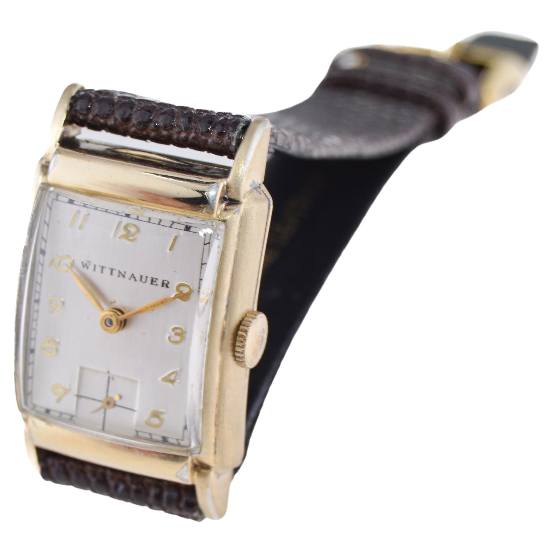 Wittnauer Art Deco Gold Filled Tank Style Watch circa 1940's For Sale 1