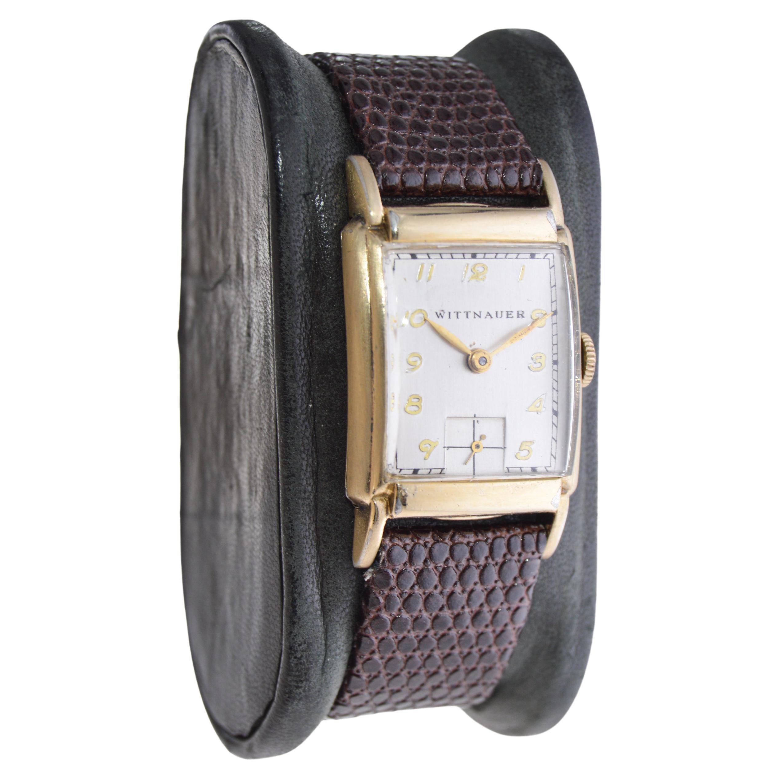 Wittnauer Art Deco Gold Filled Tank Style Watch circa 1940's For Sale