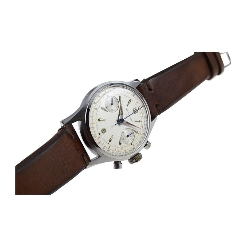 Wittnauer Stainless Steel High Grade Chronograph with Original Dial, 1950's For Sale 2