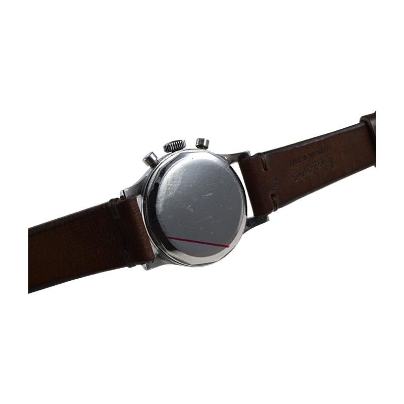 Wittnauer, chronographe en acier inoxydable de haute qualité avec cadran d'origine, années 1950 en vente 7
