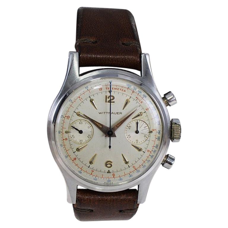 Wittnauer Stainless Steel High Grade Chronograph with Original Dial, 1950's