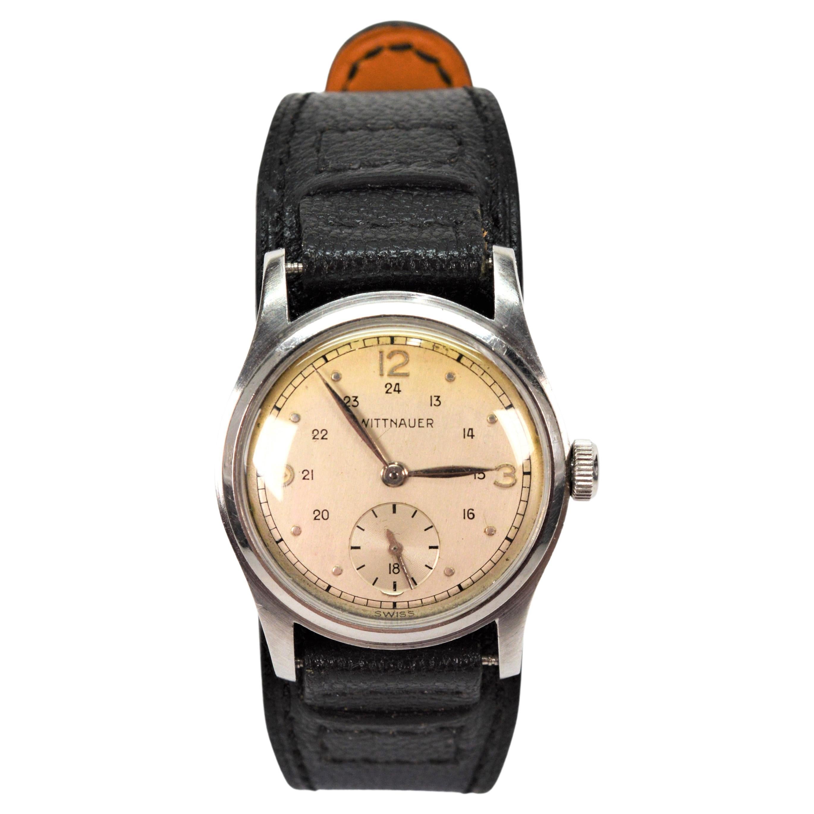 Wittnauer WWII Style Men's Wrist Watch  In Good Condition For Sale In Mount Kisco, NY