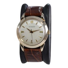 Wittnauer Yellow Gold Filled Art Deco Round Watch with Original Dial, circa 1950