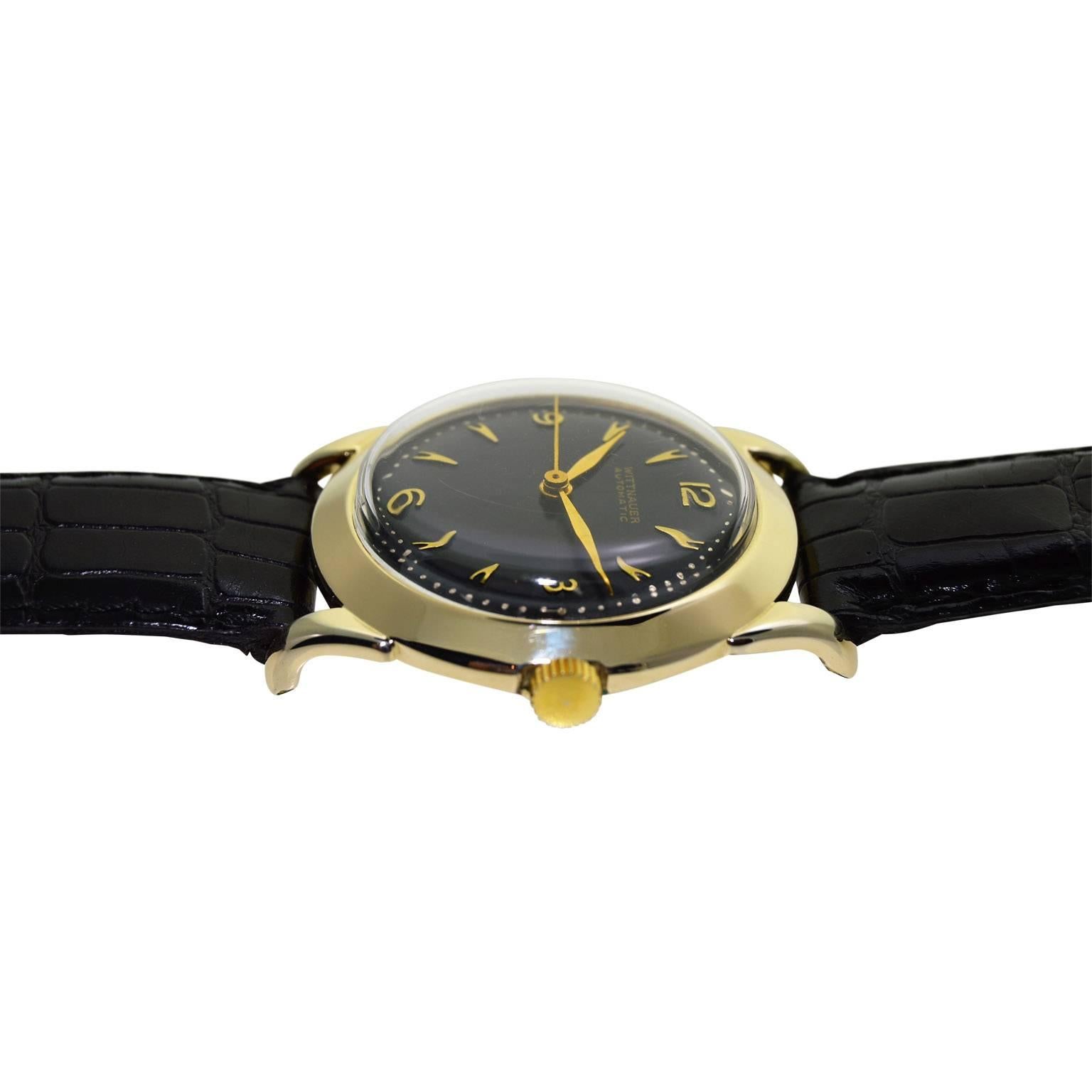 Wittnauer Yellow Gold Filled Art Deco Self Winding Wrist Watch, circa 1950s 1