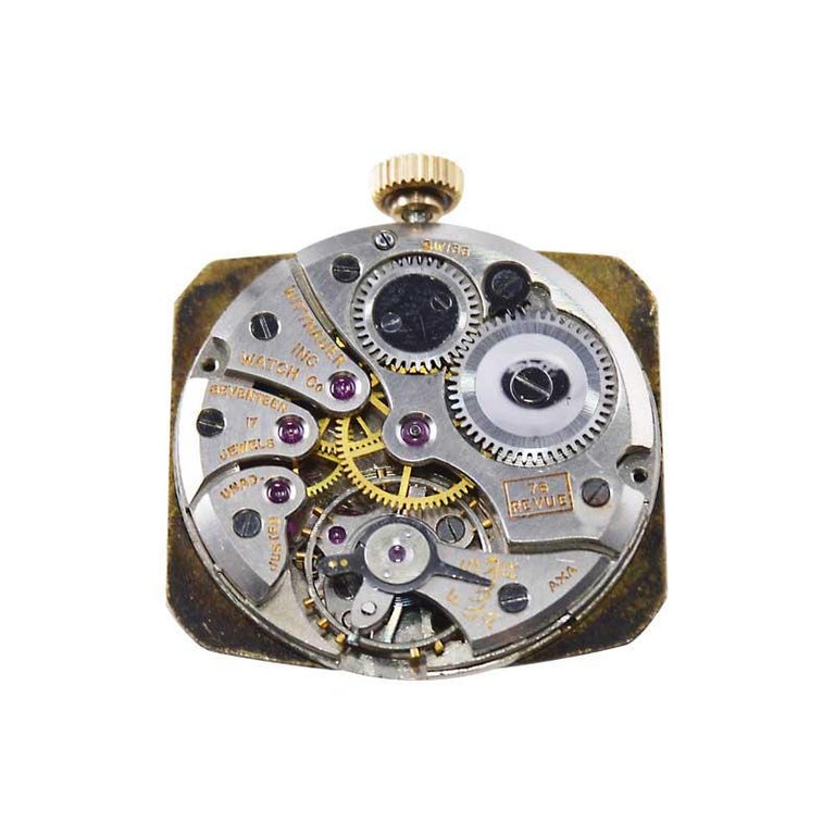 Wittnauer Yellow Gold Filled Art Deco Tonneau Shaped Watch, circa 1950 ...