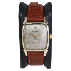 Vintage Wittnauer Yellow Gold Filled Art Deco Tonneau Shaped Watch, circa 1950's