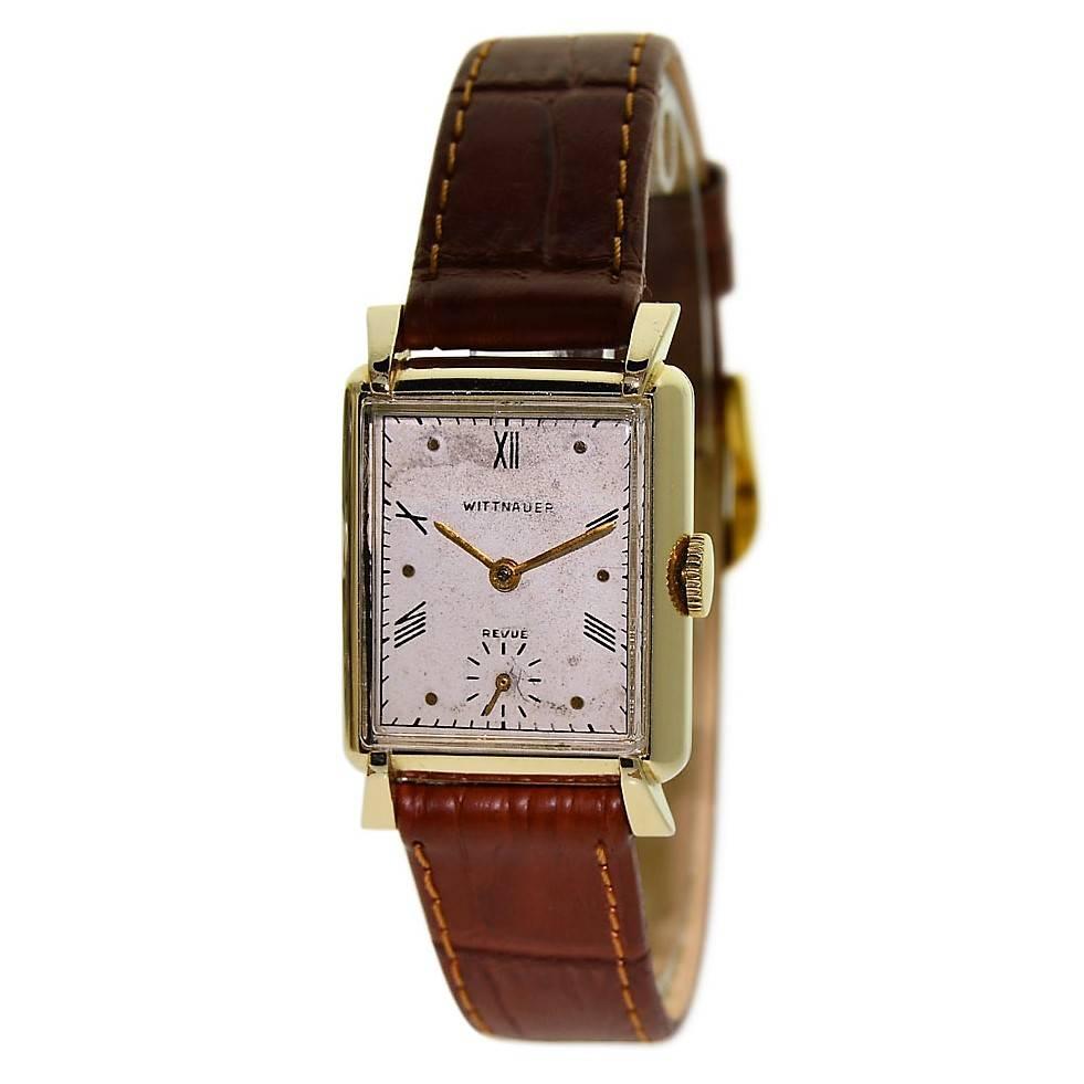 Wittnauer Yellow Gold Filled Art Deco Manual Wristwatch, circa 1940s