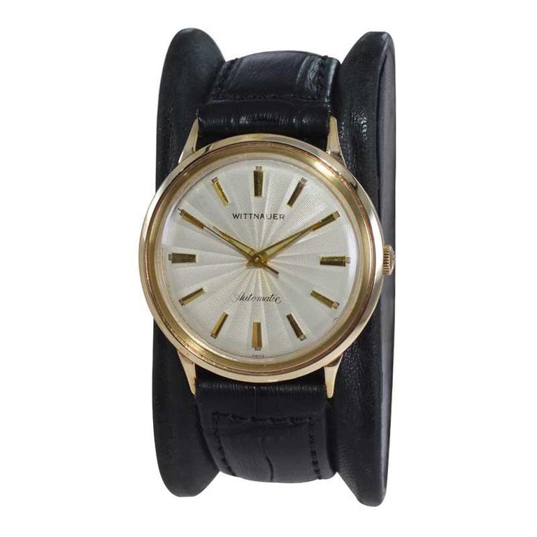 Wittnauer Yellow Gold Filled with Rare Engine Turned Dial  display picture 1