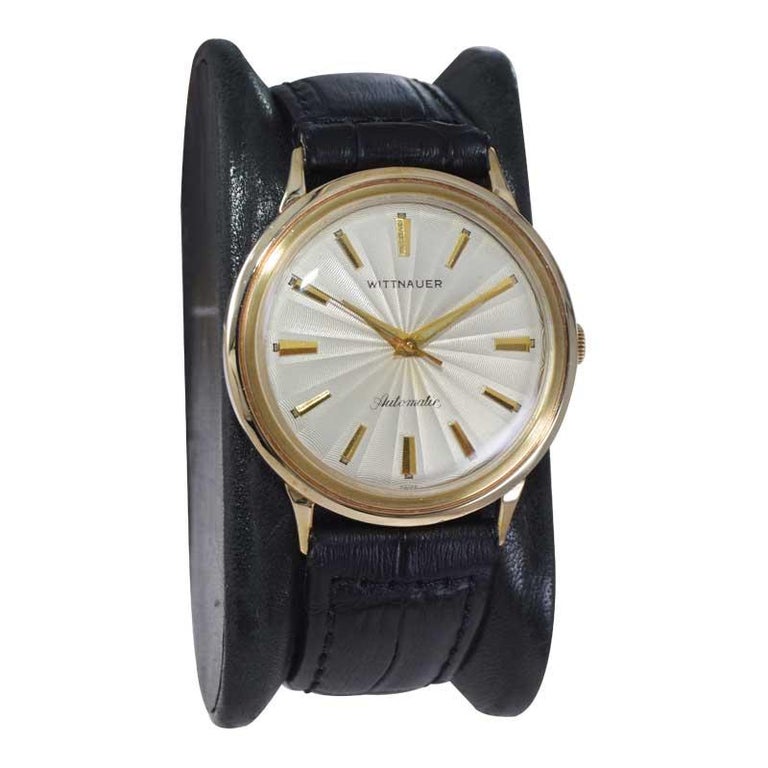 Wittnauer Yellow Gold Filled with Rare Engine Turned Dial  display picture 2