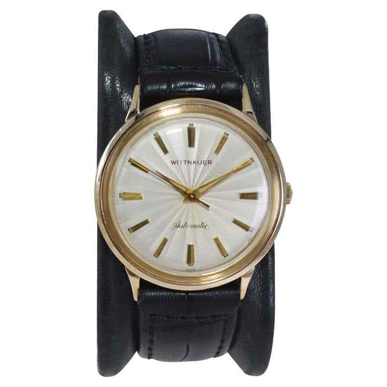 Wittnauer Yellow Gold Filled With Rare Engine Turned Dial Automatic Wittnauer Yellow Gold Filled With Rare Engine Turned Dial Automatic