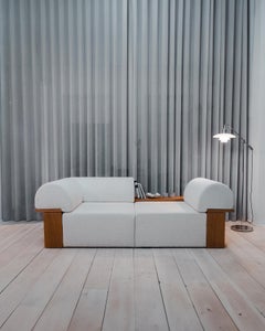 Wittorin sofa (2 modules), modular sofa in natural oak and boucle upholstery