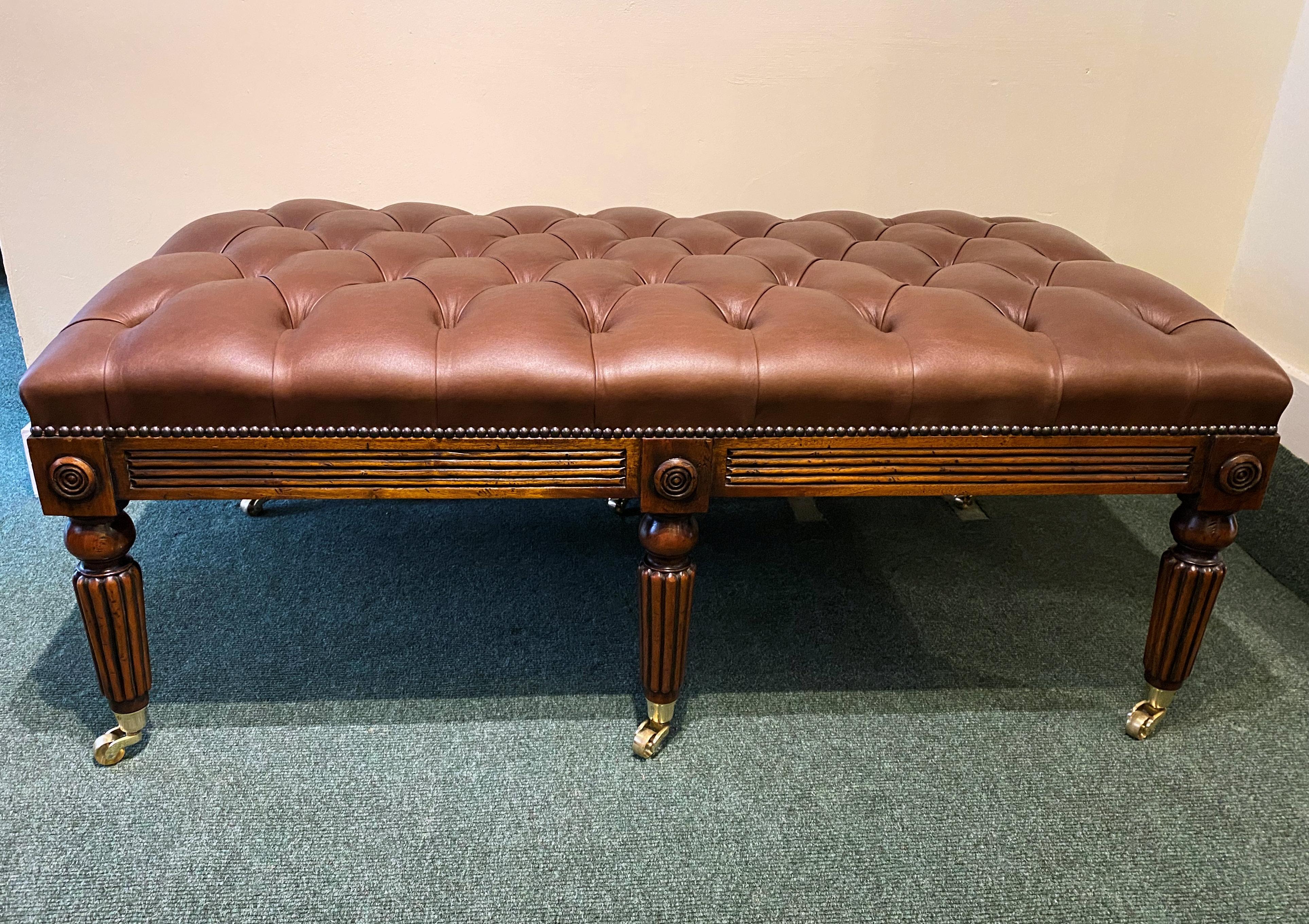 WIV Style Gillows Designed Leather Upholstered Stool For Sale 4