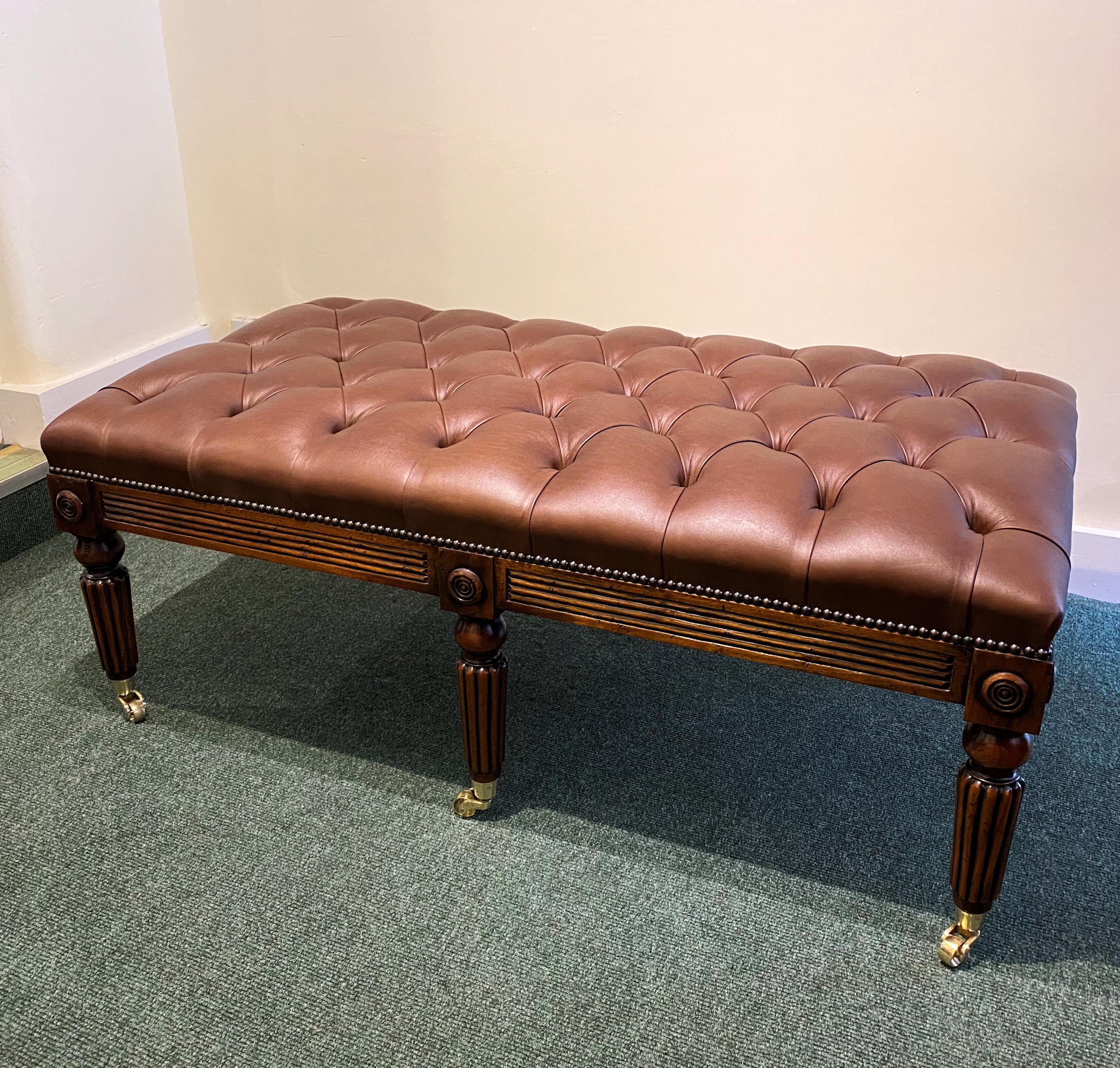WIV Style Gillows Designed Leather Upholstered Stool For Sale 5